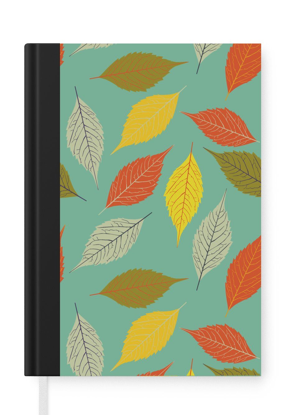MuchoWow Notizbuch Blätter - Herbst - Vintage - Pastell - Muster, Journal, Merkzettel, Tagebuch, Notizheft, A5, 98 Seiten, Haushaltsbuch