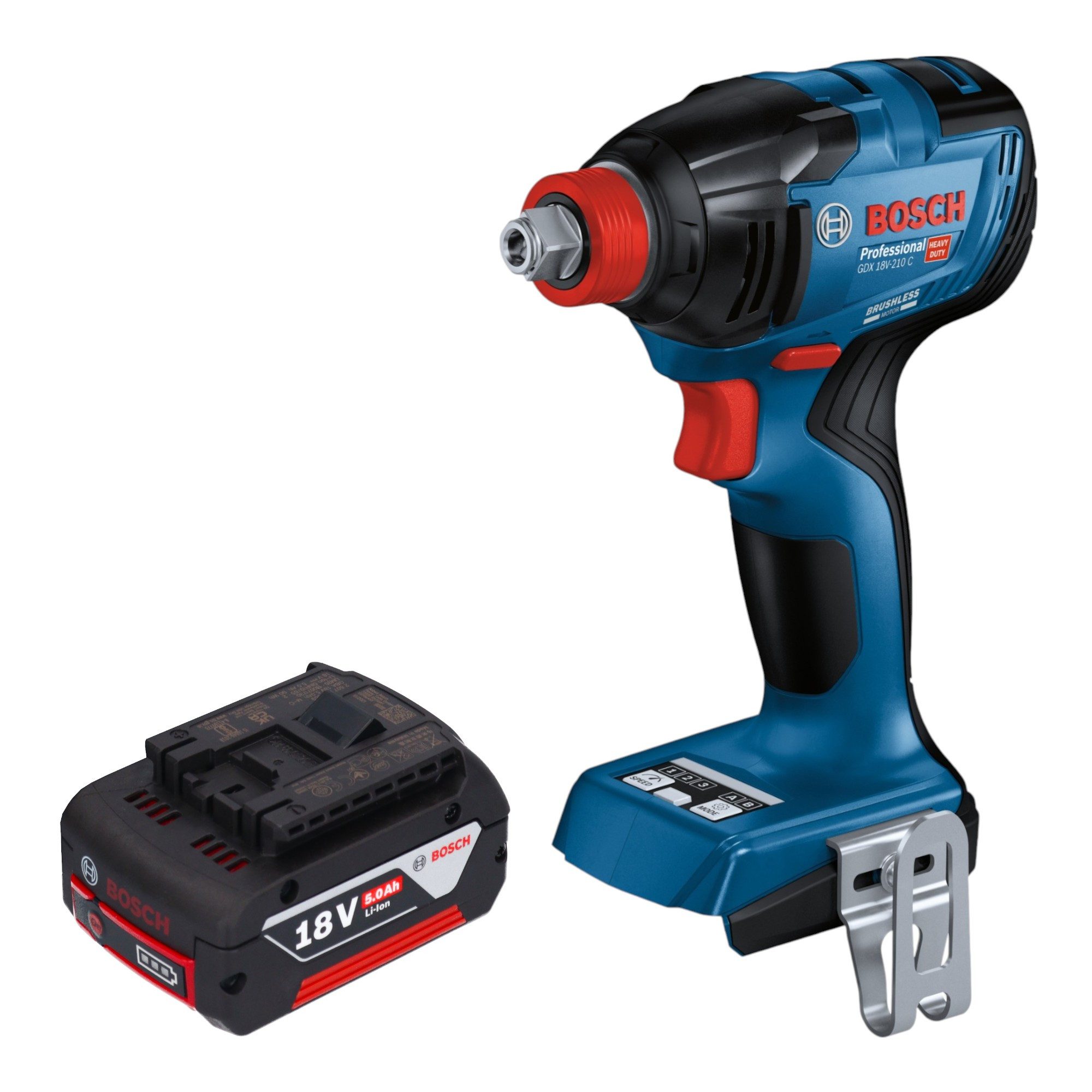 Bosch Professional Akku-Schlagschrauber GDX 18V-210 C Professional 18 V 210Nm + 1x Akku 5,0Ah - ohne Ladegerät