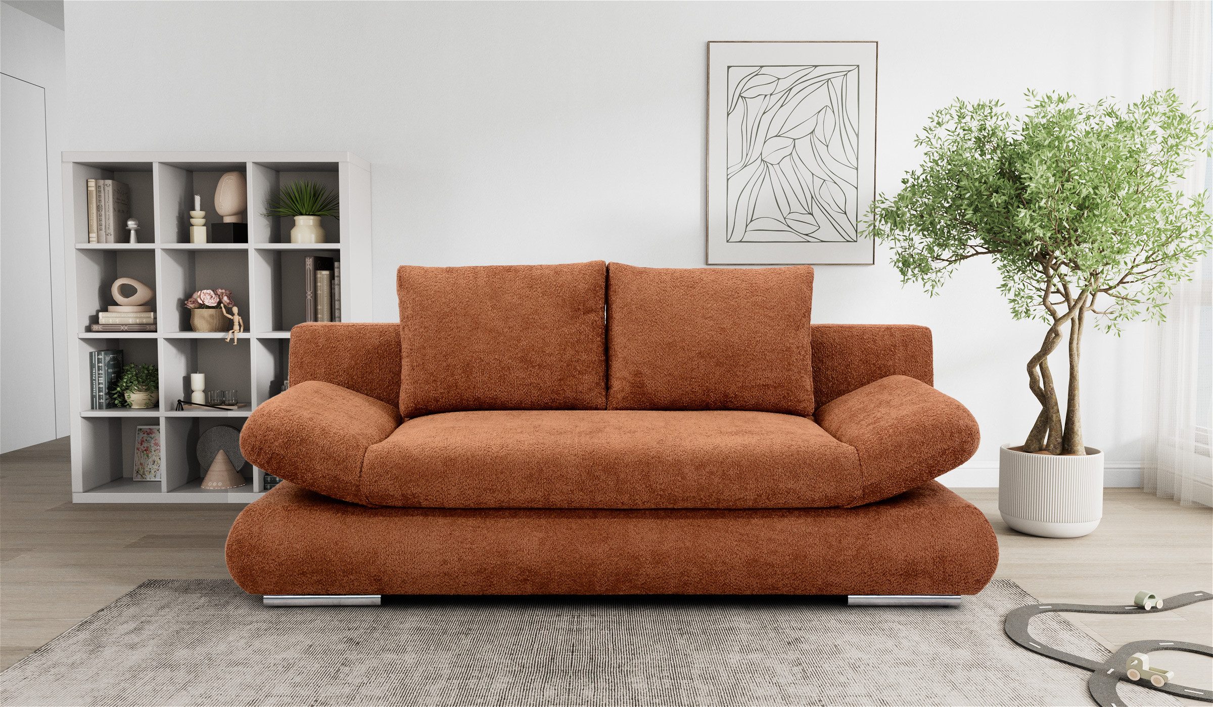 Hygger Möbelhaus Schlafsofa NEXT Schlafsofa mit Bettfunktion, Bettkasten & Federkern, 145 × 202 cm Liegefläche für den täglichen Schlaf, verstellbare Armlehnen, großer Bettkasten, pflegeleichter Bezug