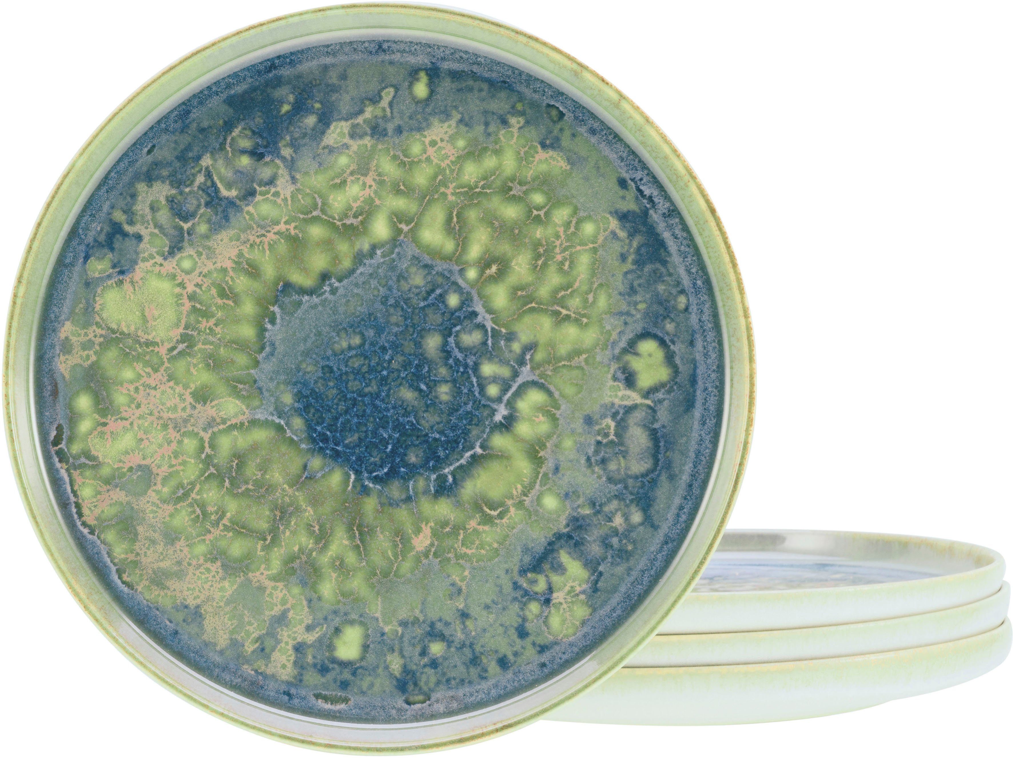 CreaTable Speiseteller Yuki, (4 St), Teller Set, reaktiver Digitaldruck, jedes Stück ein Unikat