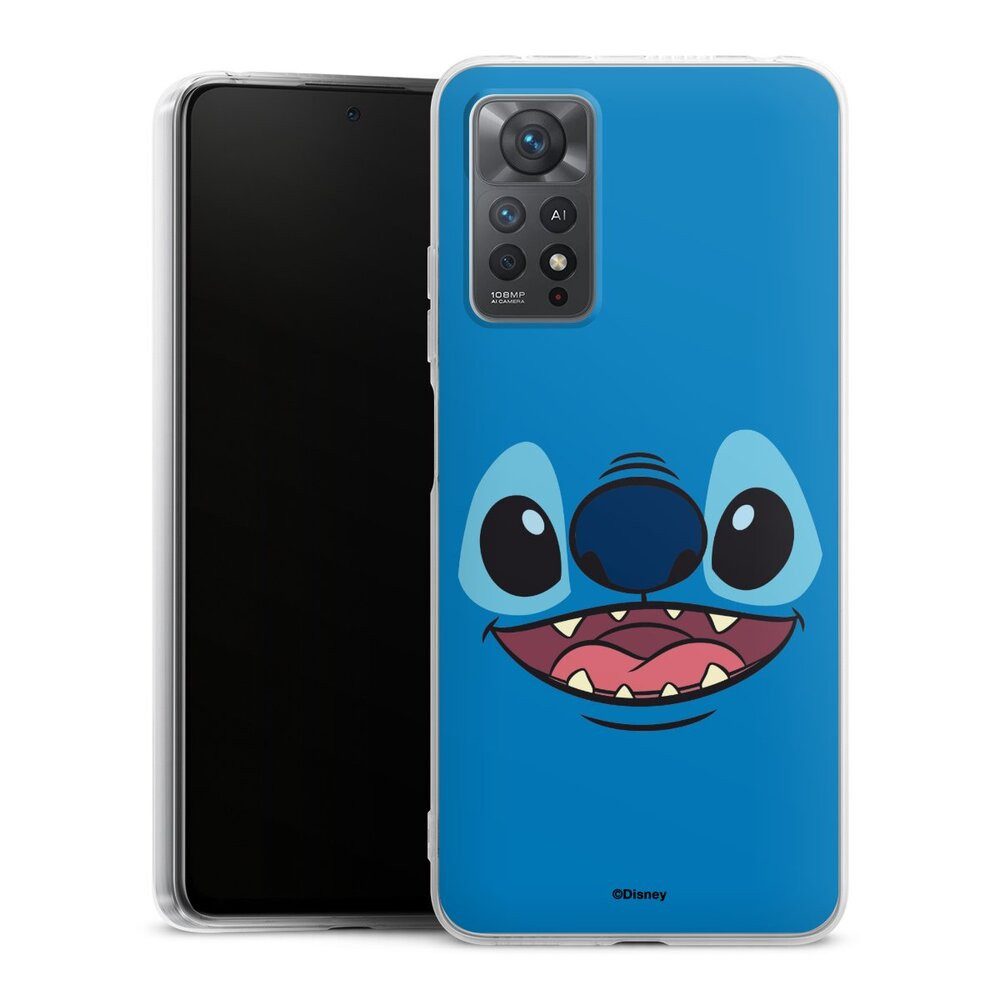 DeinDesign Handyhülle Lilo & Stitch Disney Offizielles Lizenzprodukt Stitch Closeup, Xiaomi Redmi Note 11 Pro 4G Silikon Hülle Bumper Case Smartphone Cover