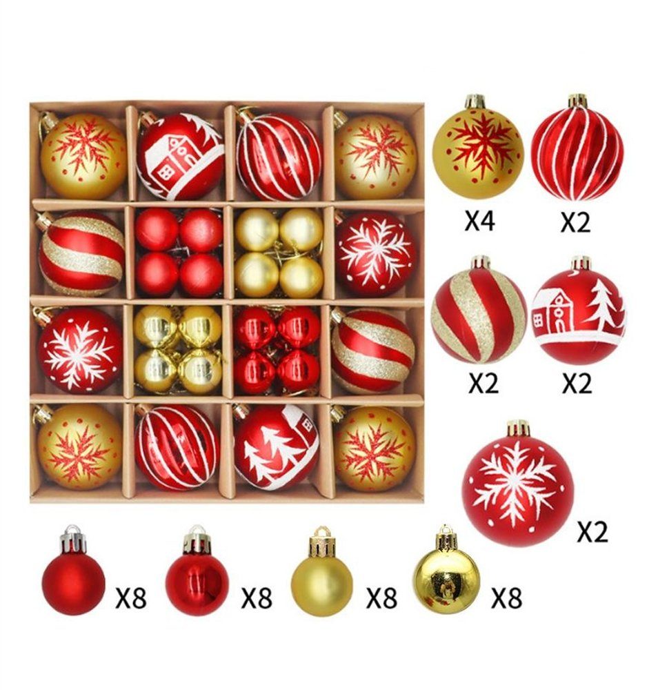 Rouemi Weihnachtsbaumkugel Weihnachtsbaumschmuck-Set, hängende handbemalte Kugeldekorationen Goldfarben