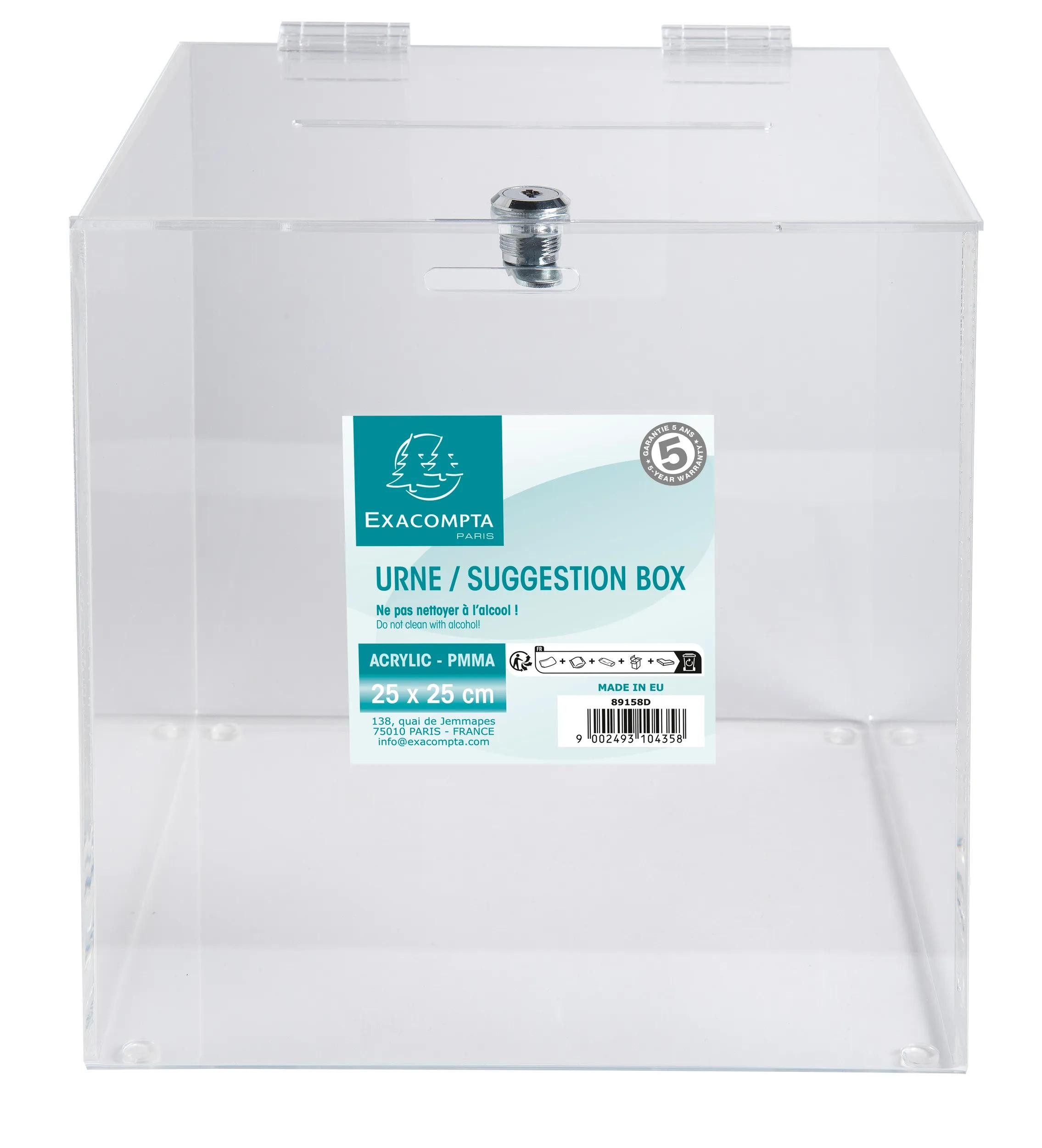 EXACOMPTA Zeitungsständer abschließbare Urne 25cm, mit aufklappbarem Deckel - Kristall - 89158D, Tischständer