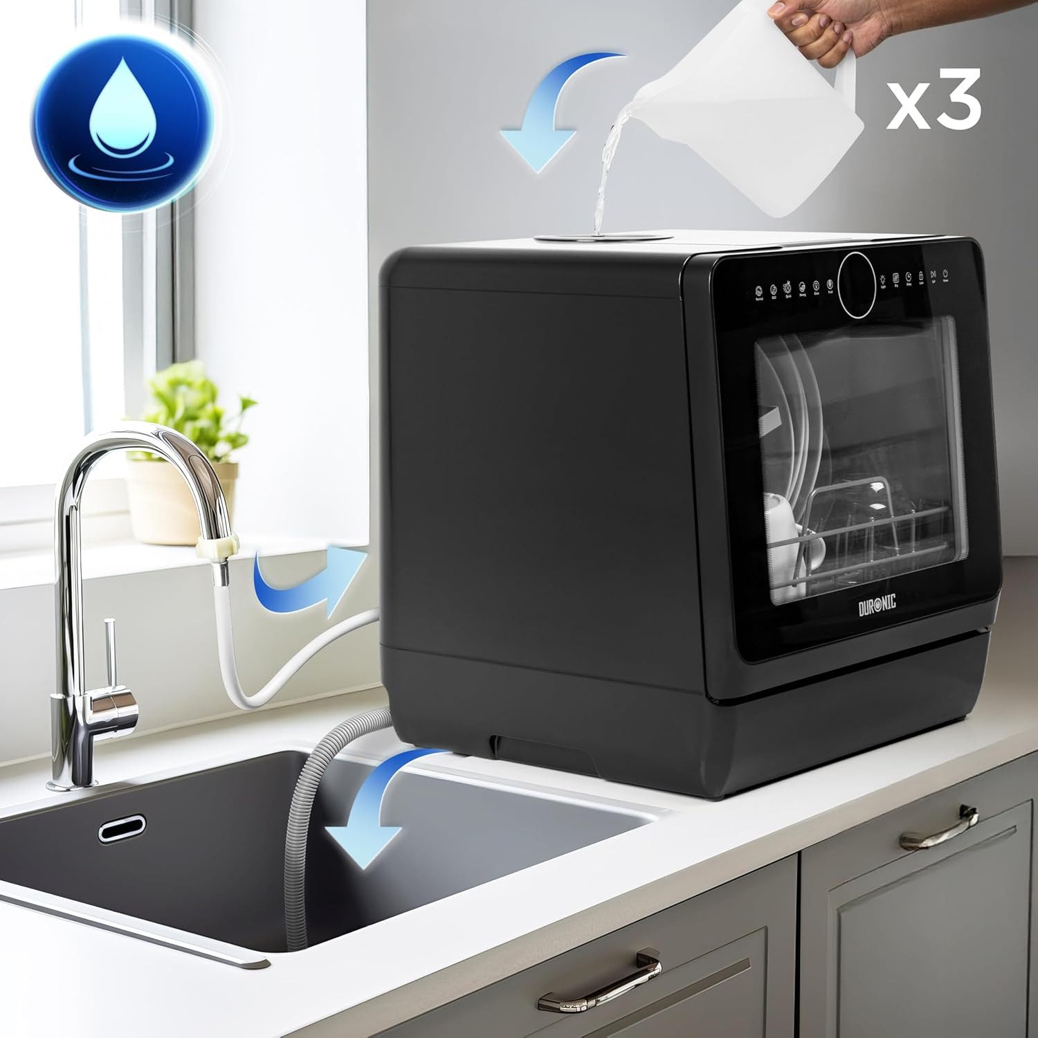 Duronic Tischgeschirrspüler DW5, BK Spülmaschine, Mini Geschirrspüler für bis 4 Personen