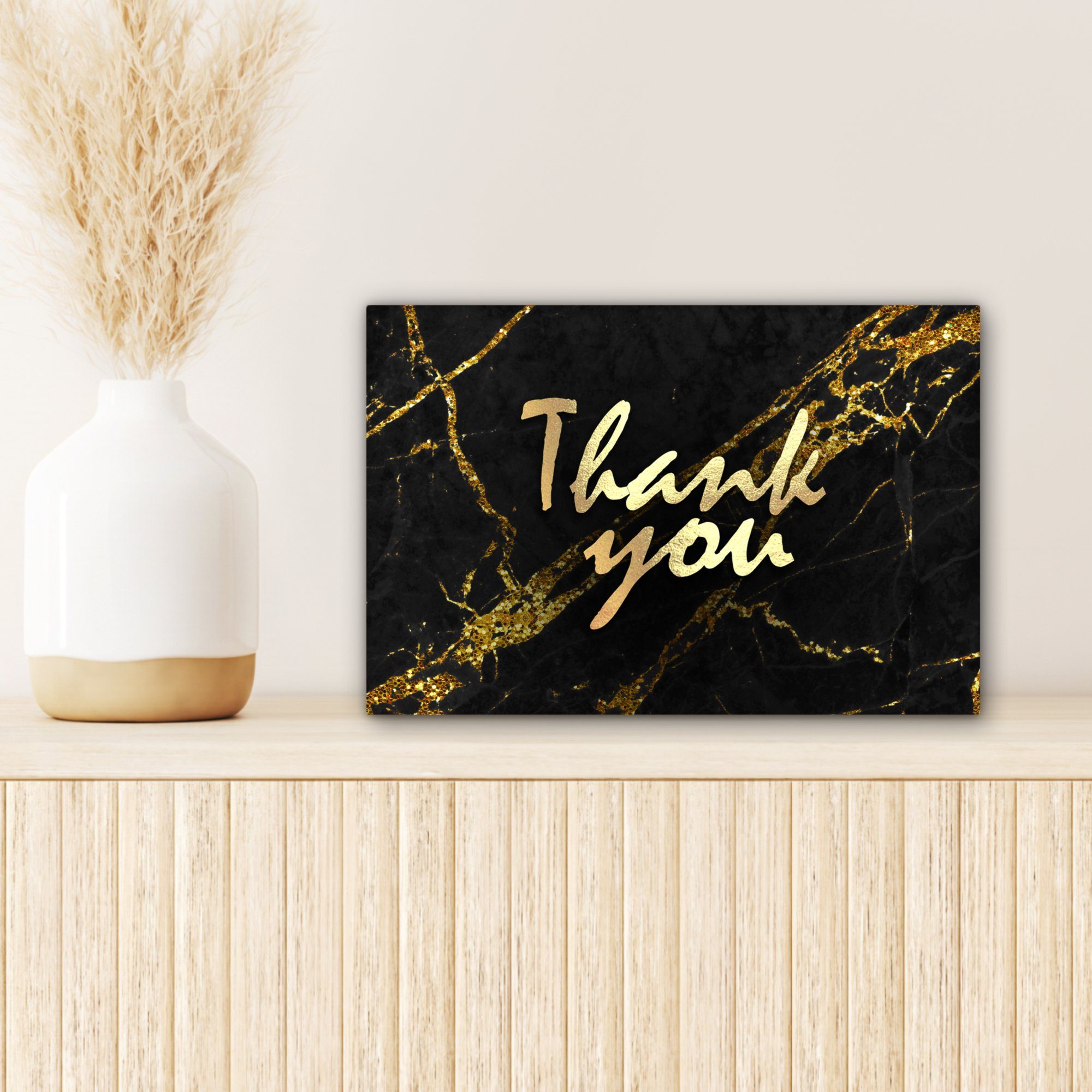 Dank OneMillionCanvasses® St), cm Gold 30x20 - - (1 Zitate Aufhängefertig, Marmor, Leinwandbild Leinwandbilder, - Wandbild Wanddeko,