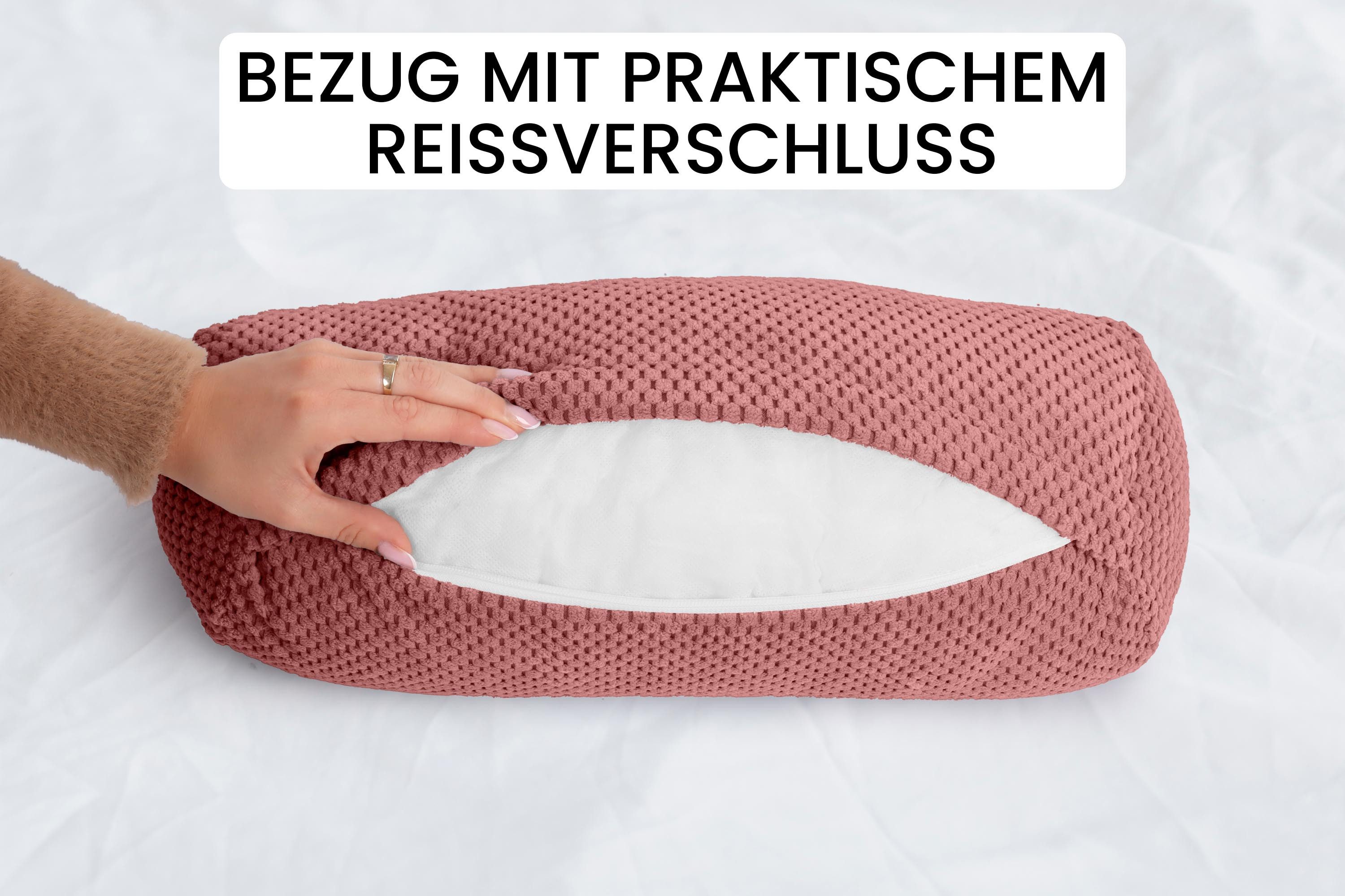 Amilian Nackenrolle 15x40 cm Nackenrollenbezug & Bettrolle - weiche Kissenrolle XXL, Kissen mit Bezug, Bettrolle mit abnehmbarem Bezug, abnehmbar, formstabil, waschbar 30°C