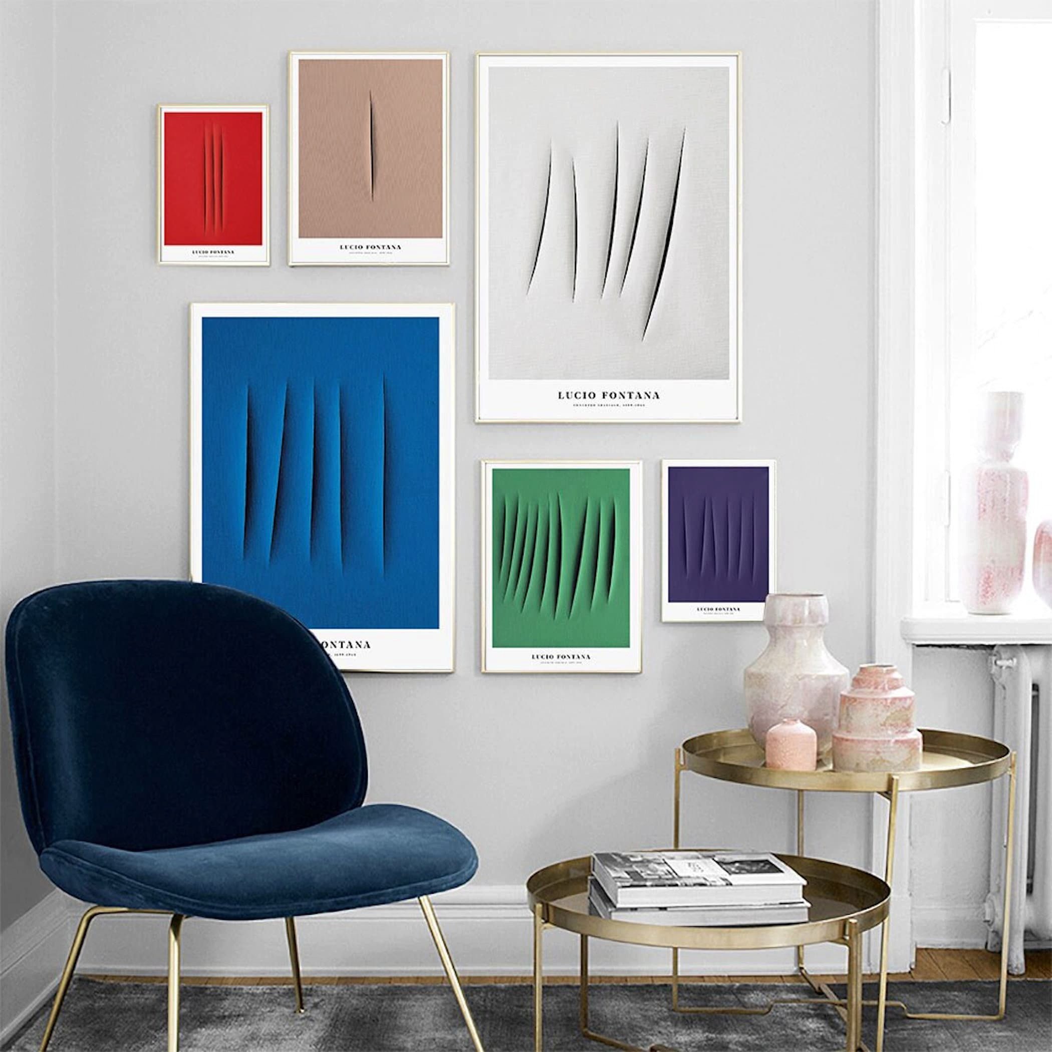 JUSTGOODMOOD Poster Farben Cut Stoff Optik Bilder Wohnzimmer Wandbilder Schlafzimmer Deko, 3 (1 St)