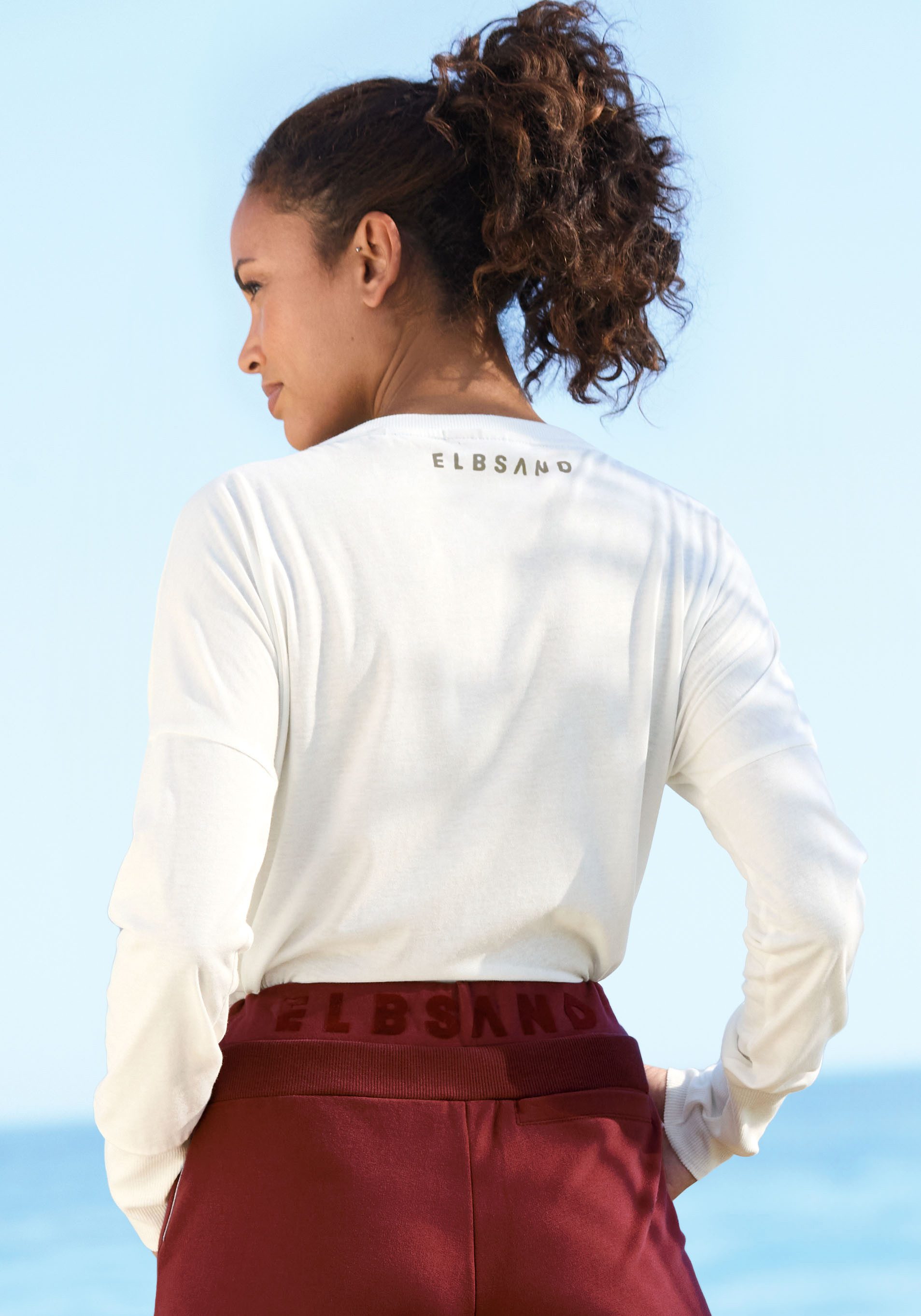 Elbsand Langarmshirt Iruna mit Frontdruck, Longsleeve, lockerer Schnitt