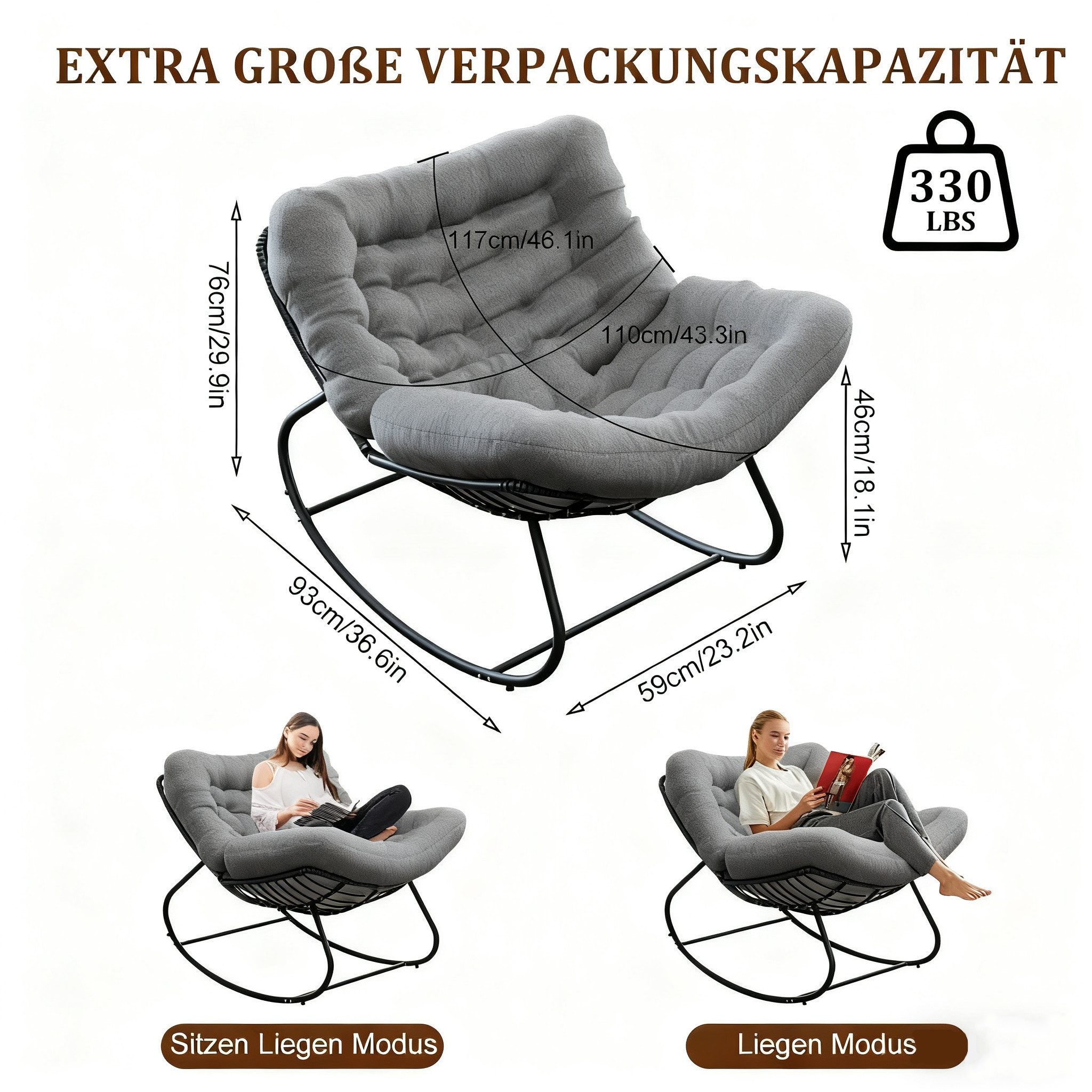 TWSOUL Schaukelsessel Extra dickes gepolstertem, Rattanstuhl Relaxstuhl mit günstig online kaufen