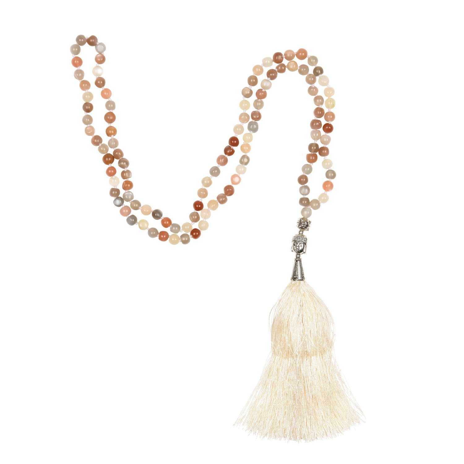 bodhi Perlenarmband Mala Mondstein, 108 Perlen