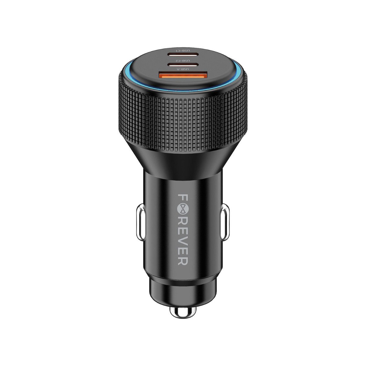 Forever CC-07-66ACC KFZ-Adapter Zigarettenanzünder Stecker zu USB C, USB A, 66 W Autoladegerät mit 2x USB C, 1x USB A, PD und QC