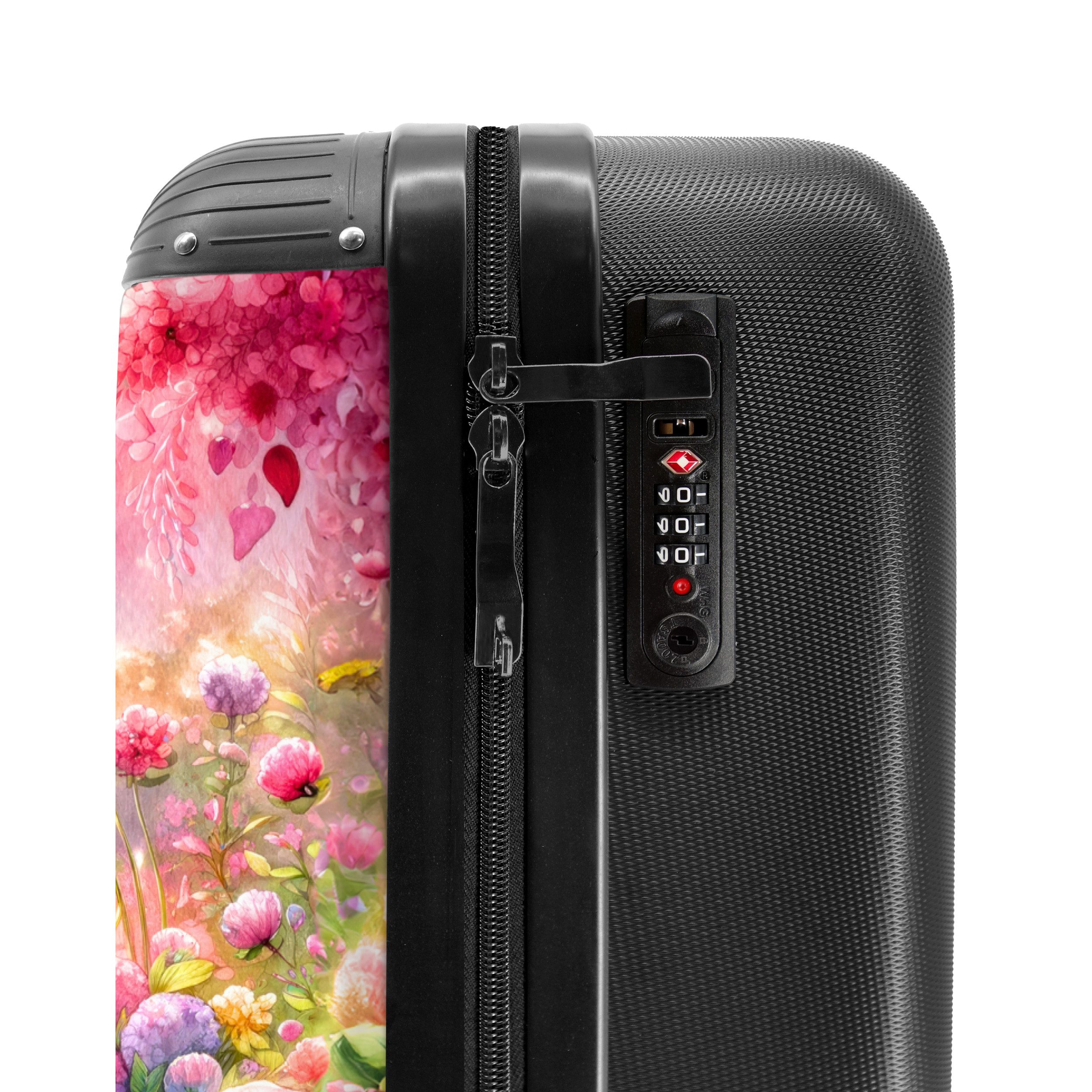 NoBoringSuitcases.com© Kinderkoffer Kätzchen mit Regenbogen und Blumen 55x35x20cm, Handgepäck-Koffer, Kinderkoffer, Reisekoffer Mädchen – Bild 5 von 5