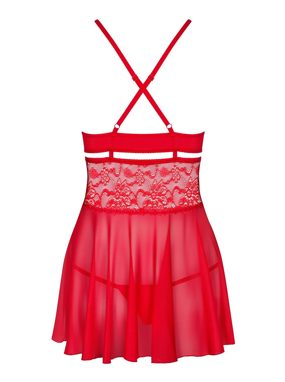 rot (2-tlg) Negligee String Chemise Obsessive Negligé mit Dessous Babydoll