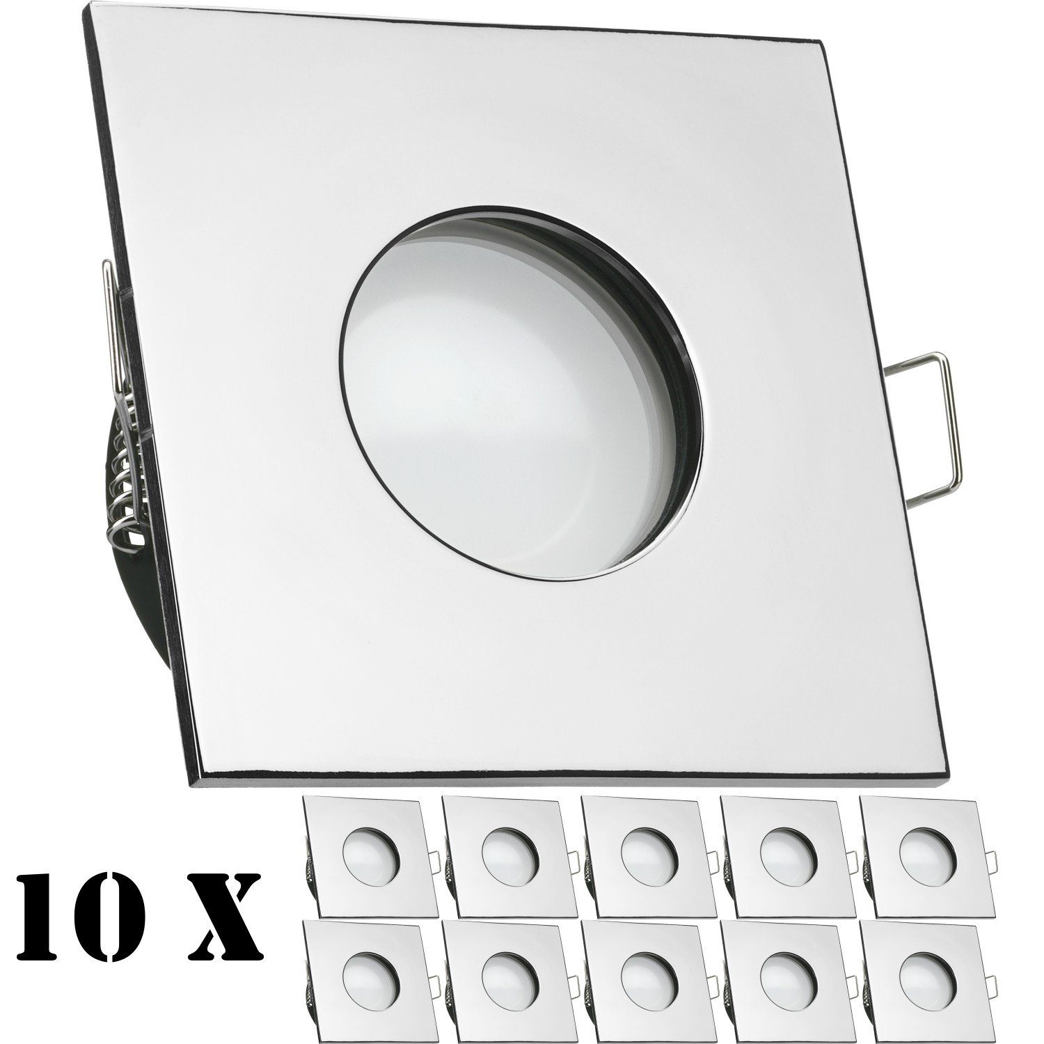 LED 5W chrom extra Leuchtmit flach Set Einbaustrahler LED in 10er LEDANDO mit IP65 Einbaustrahler