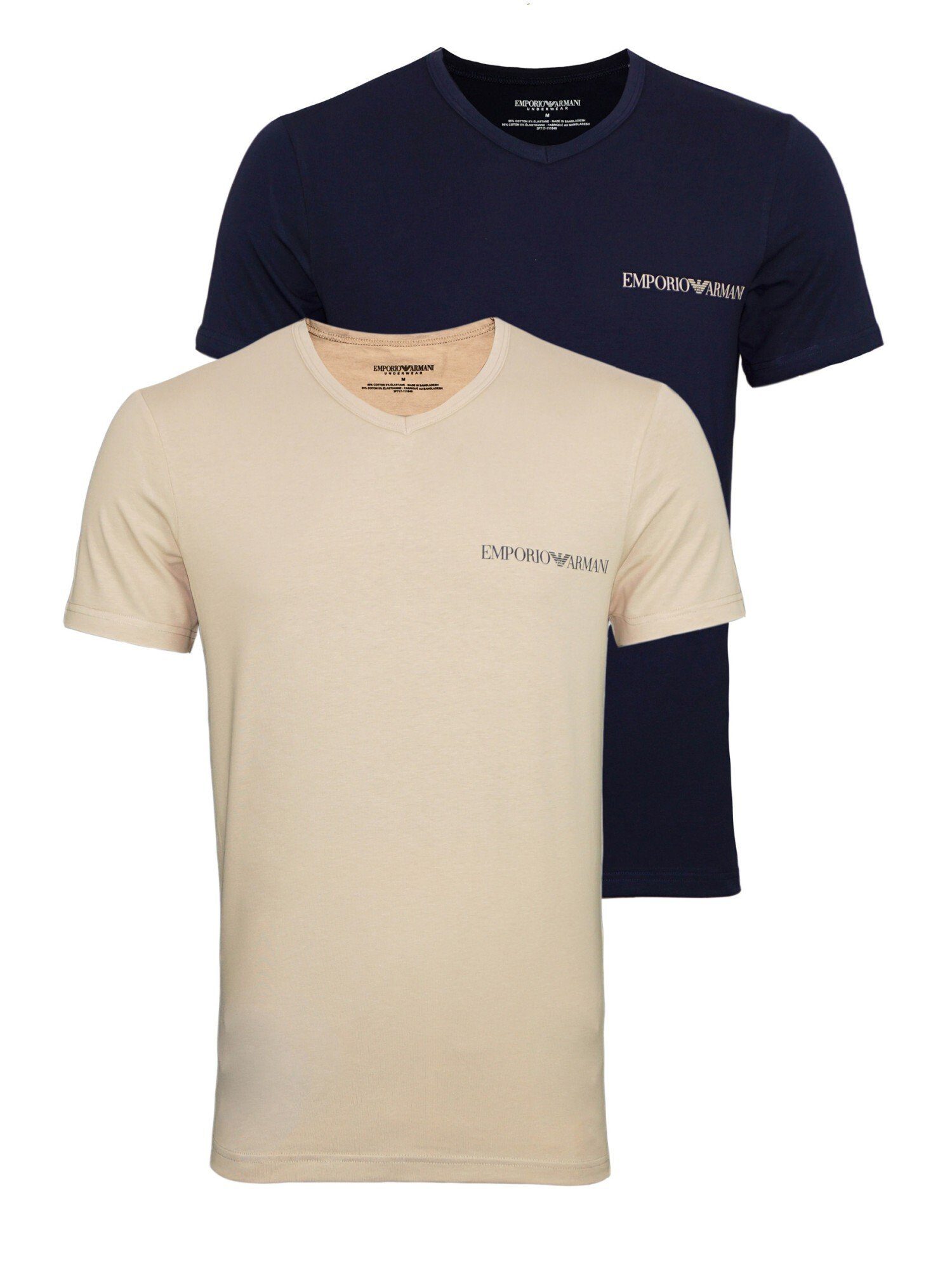 Armani Beige/Marine (2-tlg) Pack 2 Emporio V-Neck T-Shirts T-Shirt