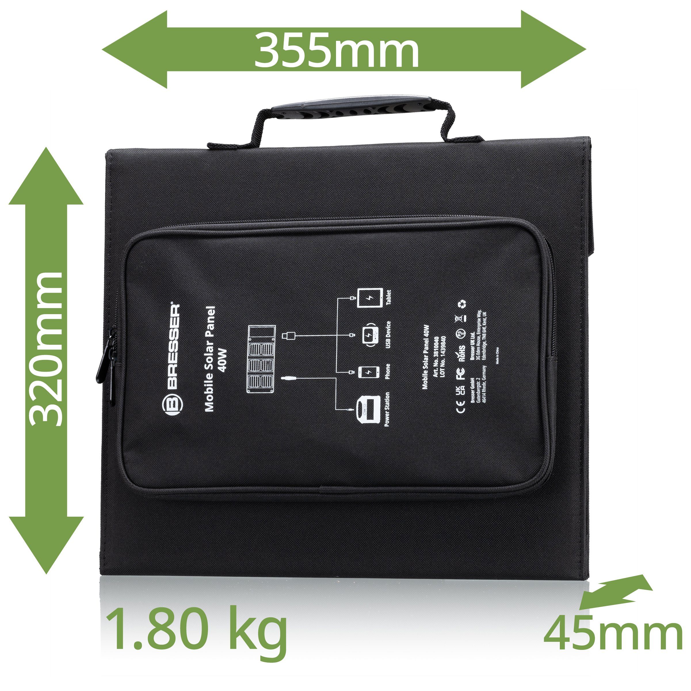 BRESSER BRESSER Mobile Solar Charger 40 Watt with USB and DC Connection Solar Charger