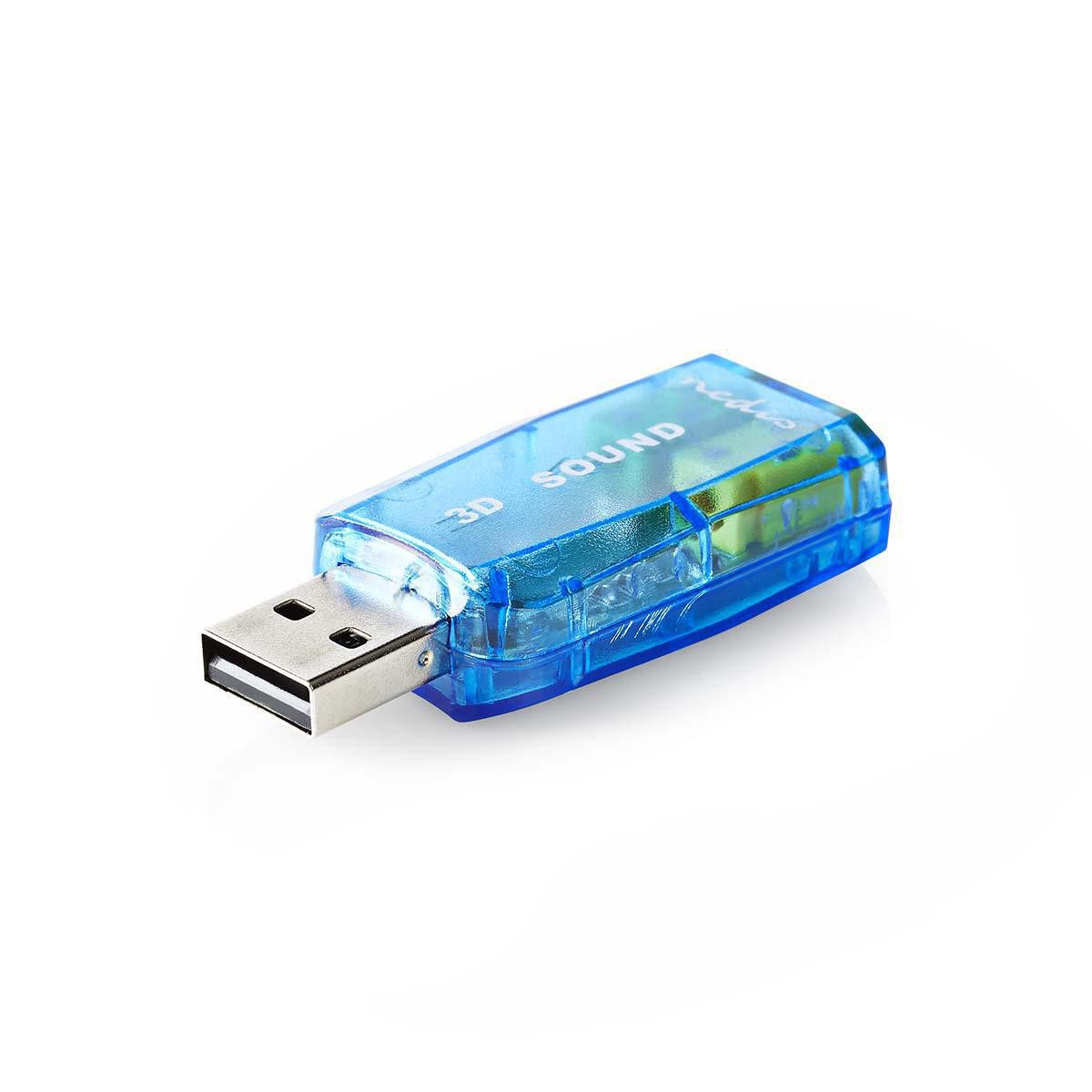 Nedis USCR10051BU Soundkarte, USB 2.0, 5.1 Kanal, Mikrofon- und Kopfhöreranschluss 3,5 mm