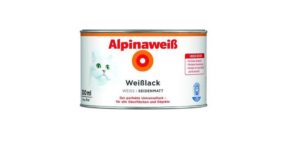 Alpina Weißlack Alpinaweiß Weißlack 300 ml alpinaweiß seidenmatt