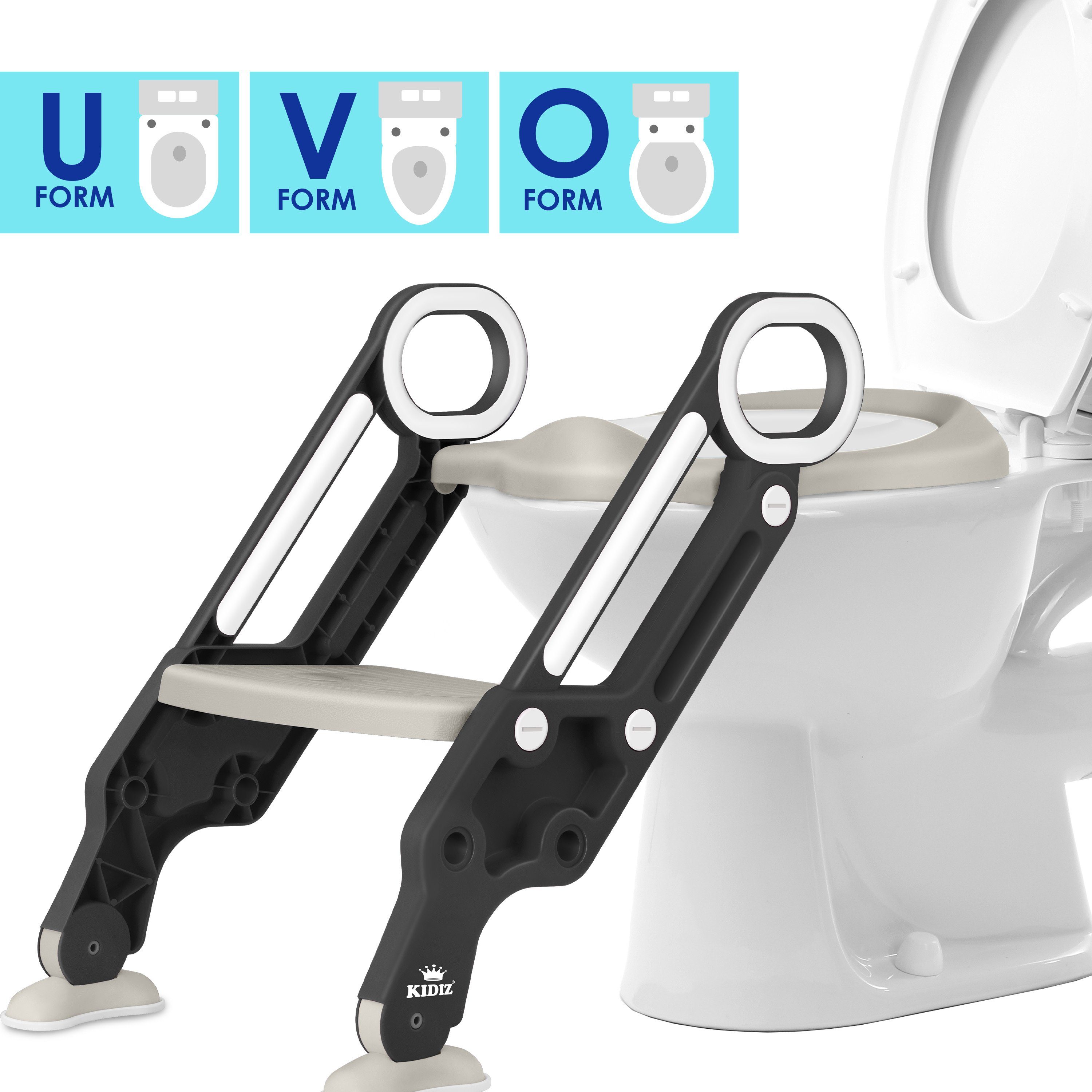 KIDIZ WC-Sitz, Kinder Toilettensitz Toilettentrainer mit Treppe und Griffe