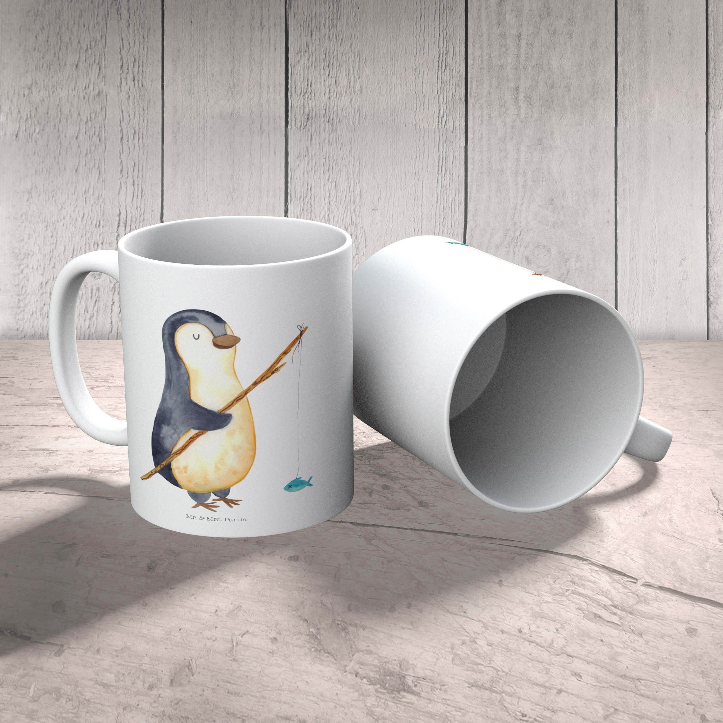 Tass, Angler Mrs. Tasse, - Pinguin Weiß Geschenk, Kinderbecher Mr. - Kunststoff Panda & Trinkbecher, Kunststoff