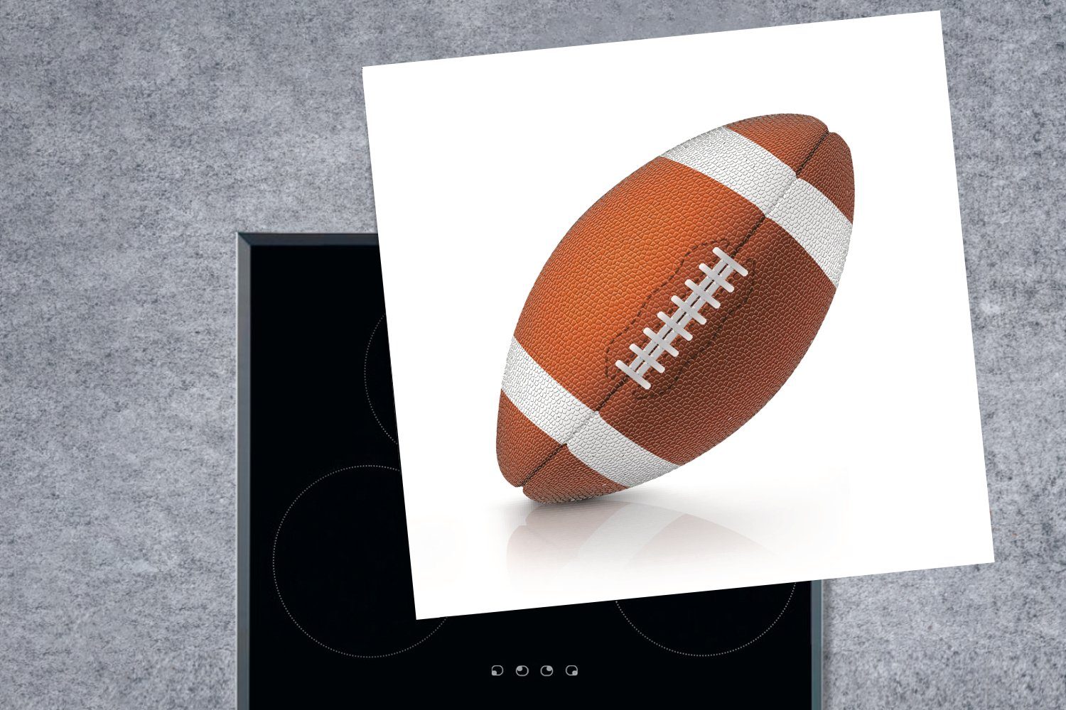 küche Rugbyballs, für 78x78 cm, (1 Herdblende-/Abdeckplatte Arbeitsplatte Ceranfeldabdeckung, eines tlg), Eine Vinyl, Illustration MuchoWow