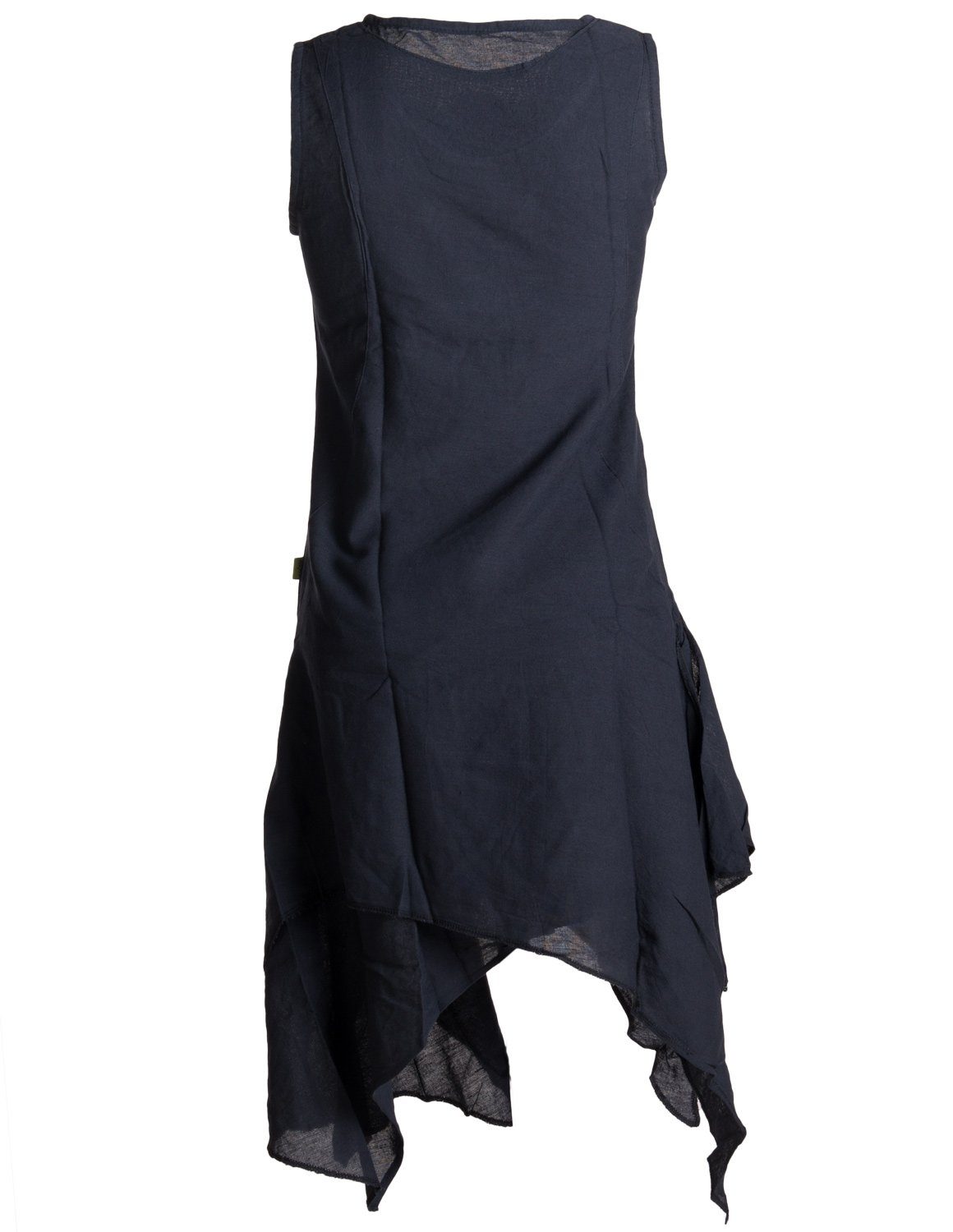 Vishes Sommerkleid Ärmelloses Lagenlook Kleid handgewebte Goa, Hippie Baumwolle Style schwarzuni Boho