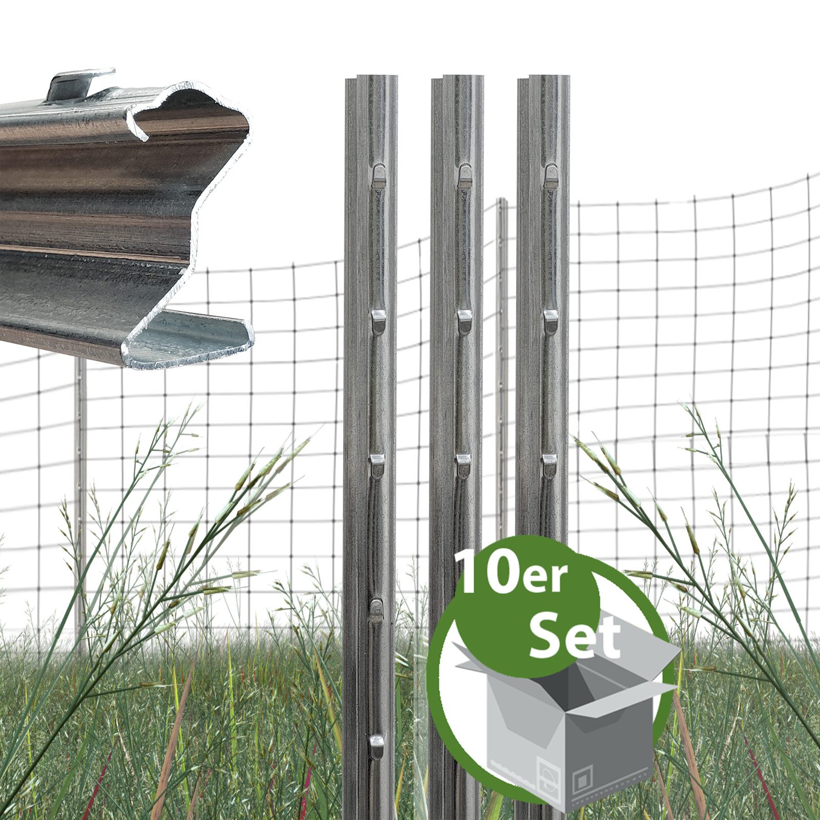 TRUTZHOLM Zaunpfosten Z-Profil 150cm feuerverzinkt 10xZaunpfähle 1,5mm Stär günstig online kaufen