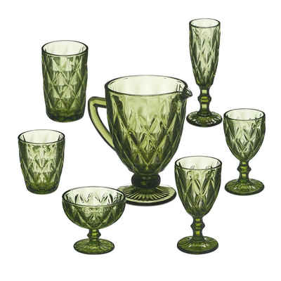 relaxdays Gläser-Set »7-tlg. Gläser Set grün«, Glas