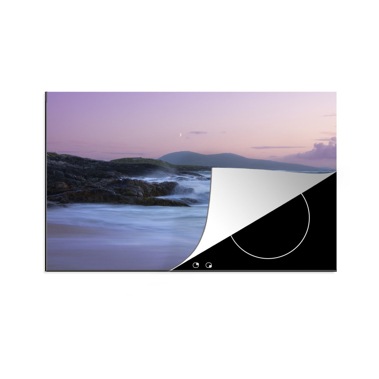 cm, die Induktionskochfeld Vinyl, (1 MuchoWow küche, am für tlg), Ceranfeldabdeckung Schutz Bowman Felsen Herdblende-/Abdeckplatte Beach, 81x52