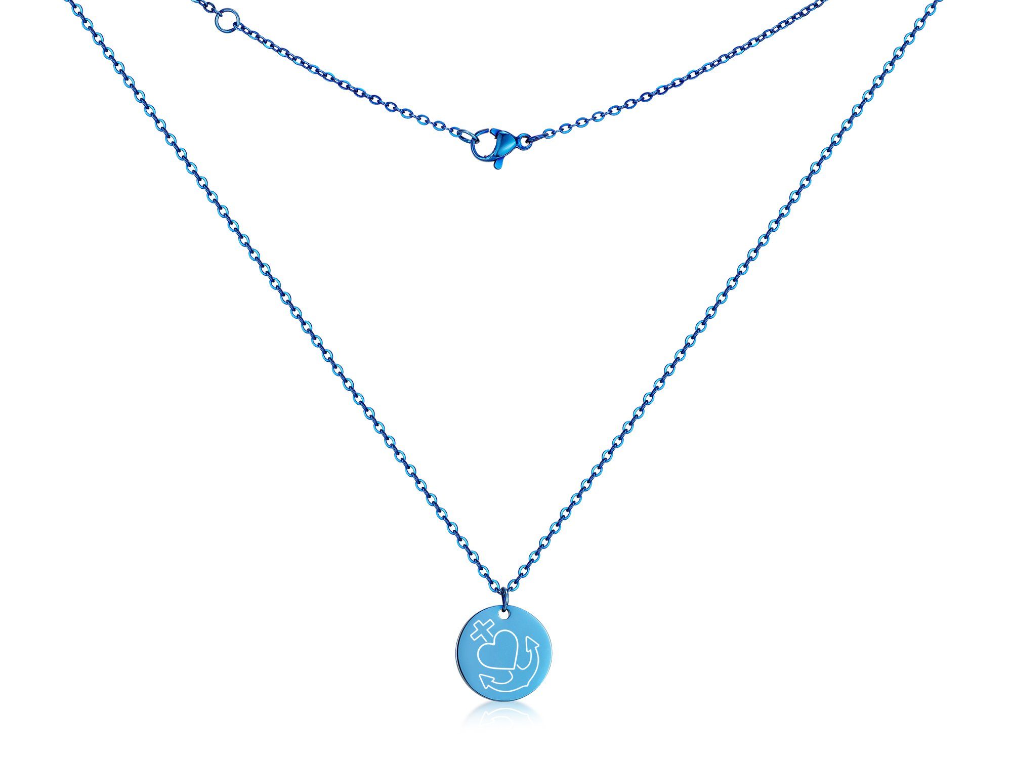 Silberkettenstore Kette mit Anhänger Liebe blue wählbar zwei vier Edelstahl, Glaube, Längen Hoffnung, - Farben und Anhänger mit Halskette