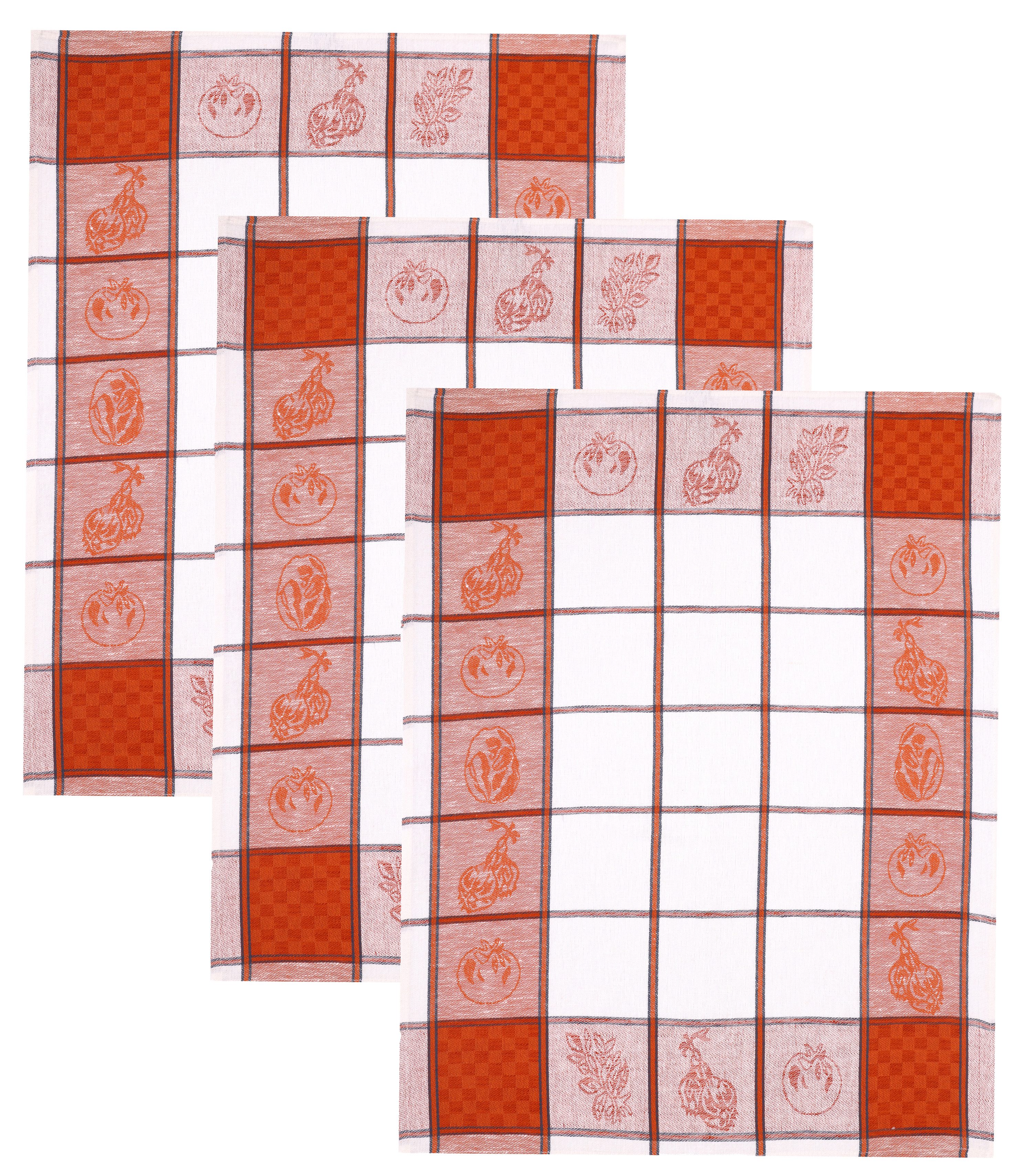 Betz Geschirrtuch 3 Stück Halbleinen Geschirrtücher Hungary Motiv GEMÜSE Größe 50x70 cm, (Set, 3-tlg., 3 er Set), Farbe braun