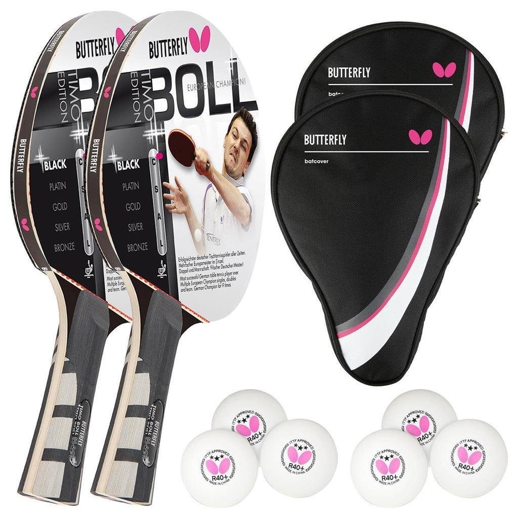 Tischtennisschläger 2 x Timo Boll Black 85030 + 2x Drive Case 1 + Bälle