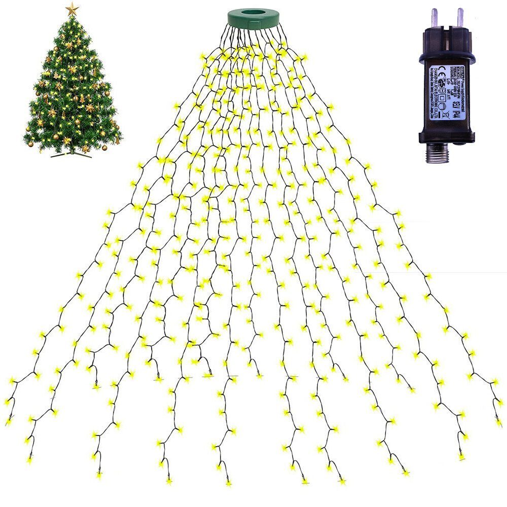 XIIW LED-Lichterkette 2m Weihnachtsbaum Lichterkette LED Baummantel, 31V,  Timer, DUNKELGRÜNES KABEL, SPEICHERFUNKTION
