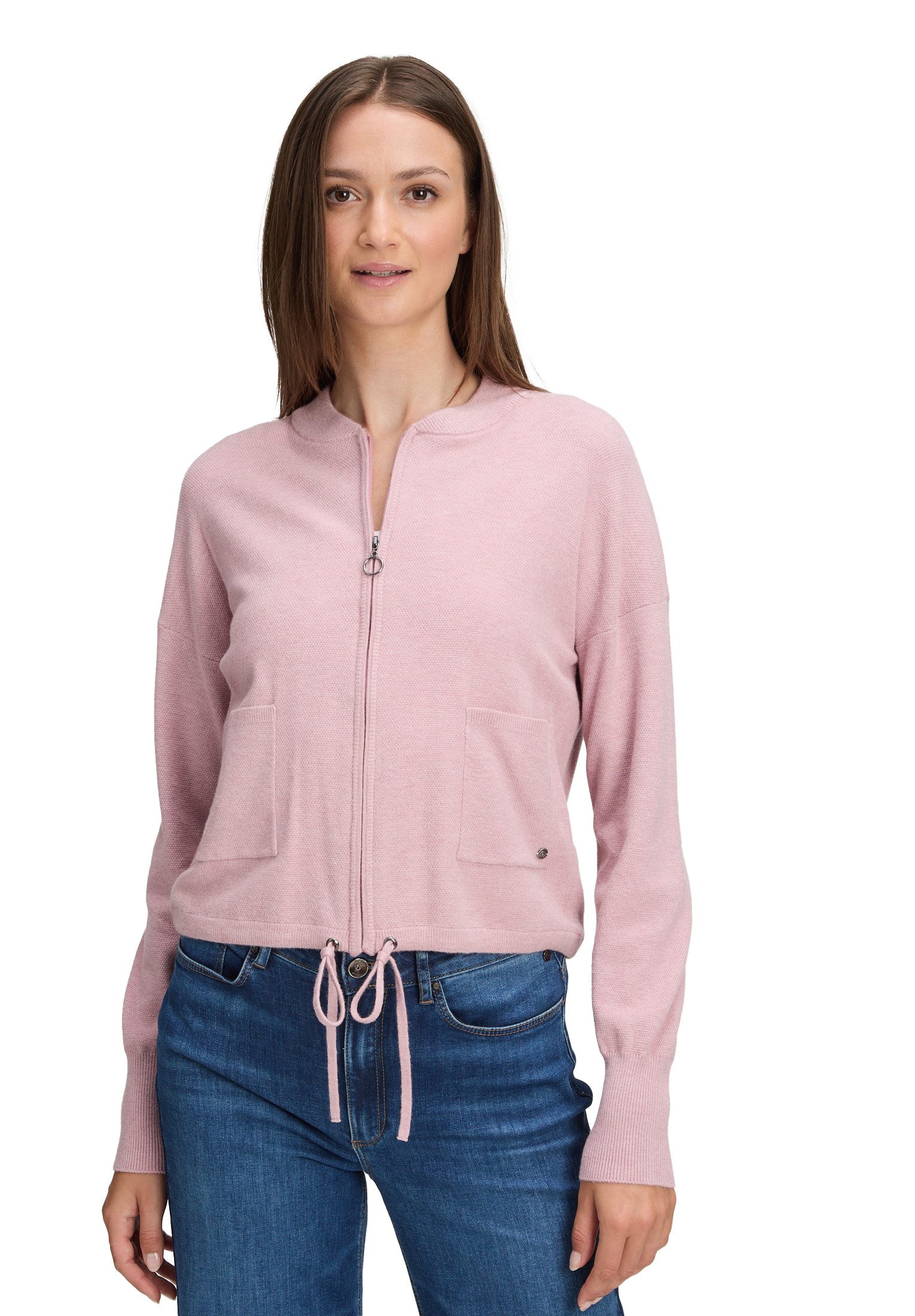 Betty&Co Strickjacke Damen Strick-Cardigan mit Reißverschluss (1-tlg) Struktur