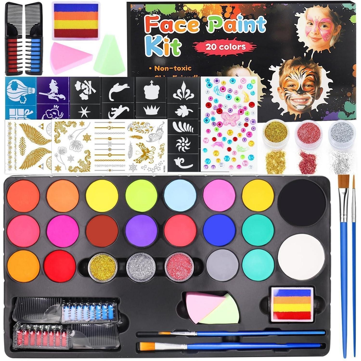 LuxusKollektion Theaterschminke Kinderschminke Set 20 Farben & Zubehör
