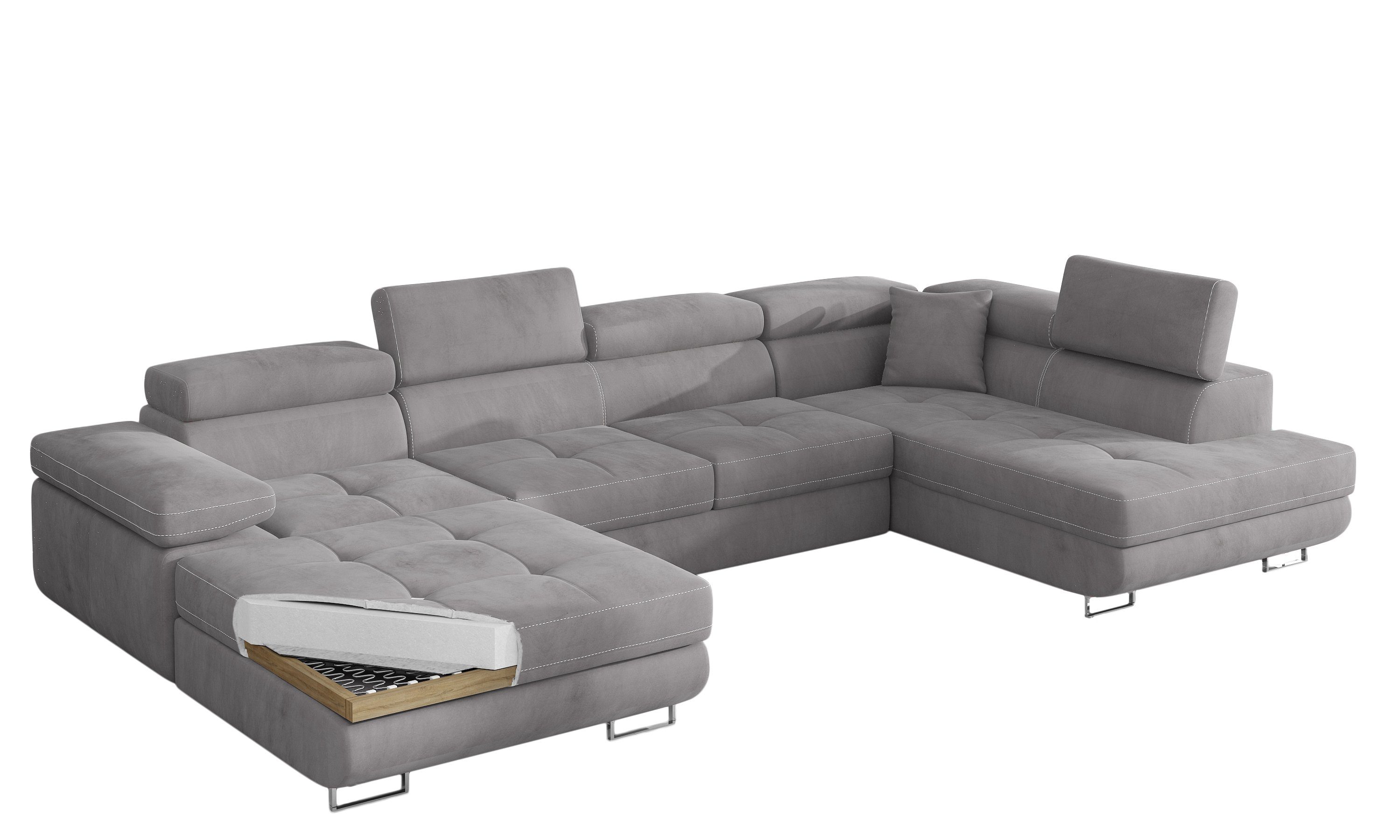 Best for Home Ecksofa Rodrigo, 01/ Bettfunktion, Kopfstützen Soft mit verstellbaren Bettkasten Berlin und 17