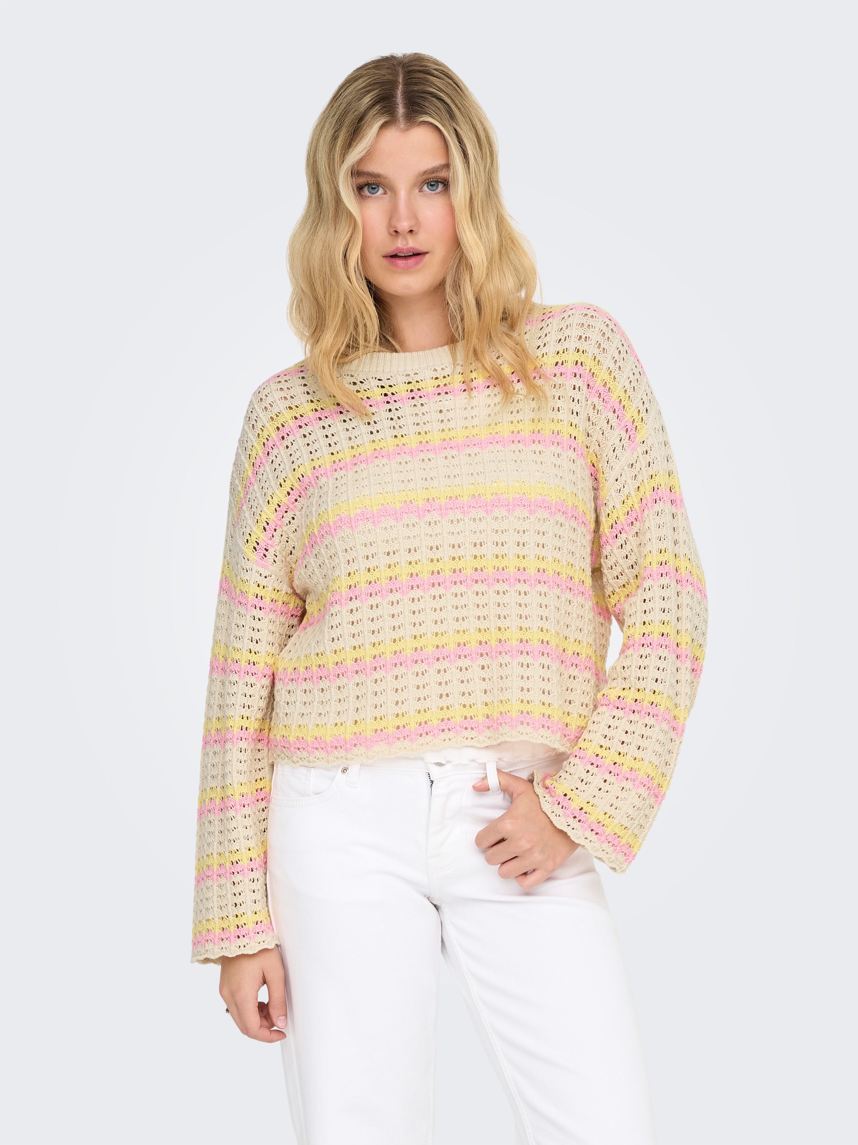 ONLY Rundhalspullover ONLASA LS SHORT O-NECK CC KNT günstig online kaufen