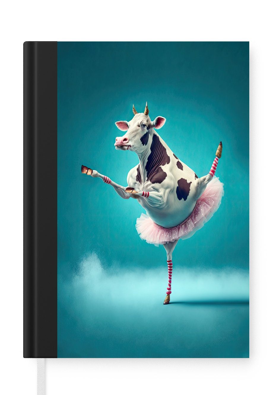 MuchoWow Notizbuch Kuh - Ballett - Porträt - Blau - Tiere - Kind, Journal, Merkzettel, Tagebuch, Notizheft, A5, 98 Seiten, Haushaltsbuch