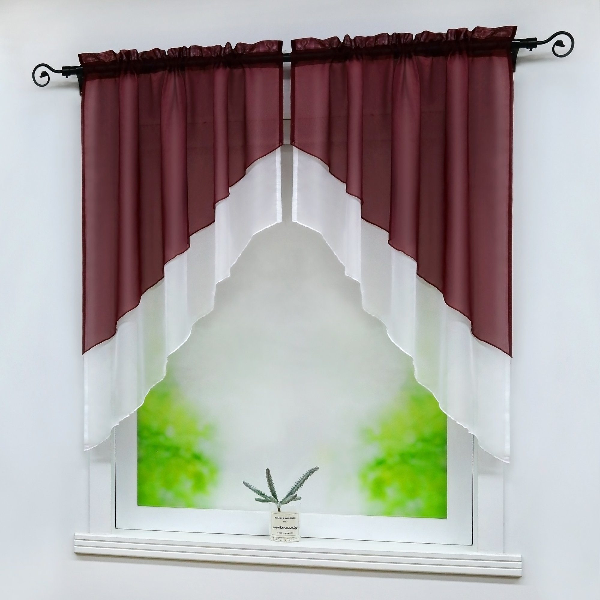 Delien Scheibengardine Beyza (2 St), Stangendurchzug, transparent, Zweifarb günstig online kaufen