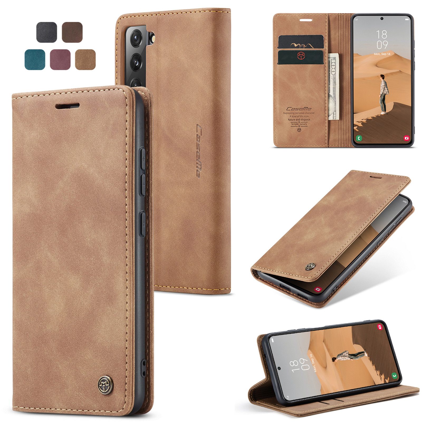 CaseMe Handyhülle Premium Hülle für Samsung Klapphülle