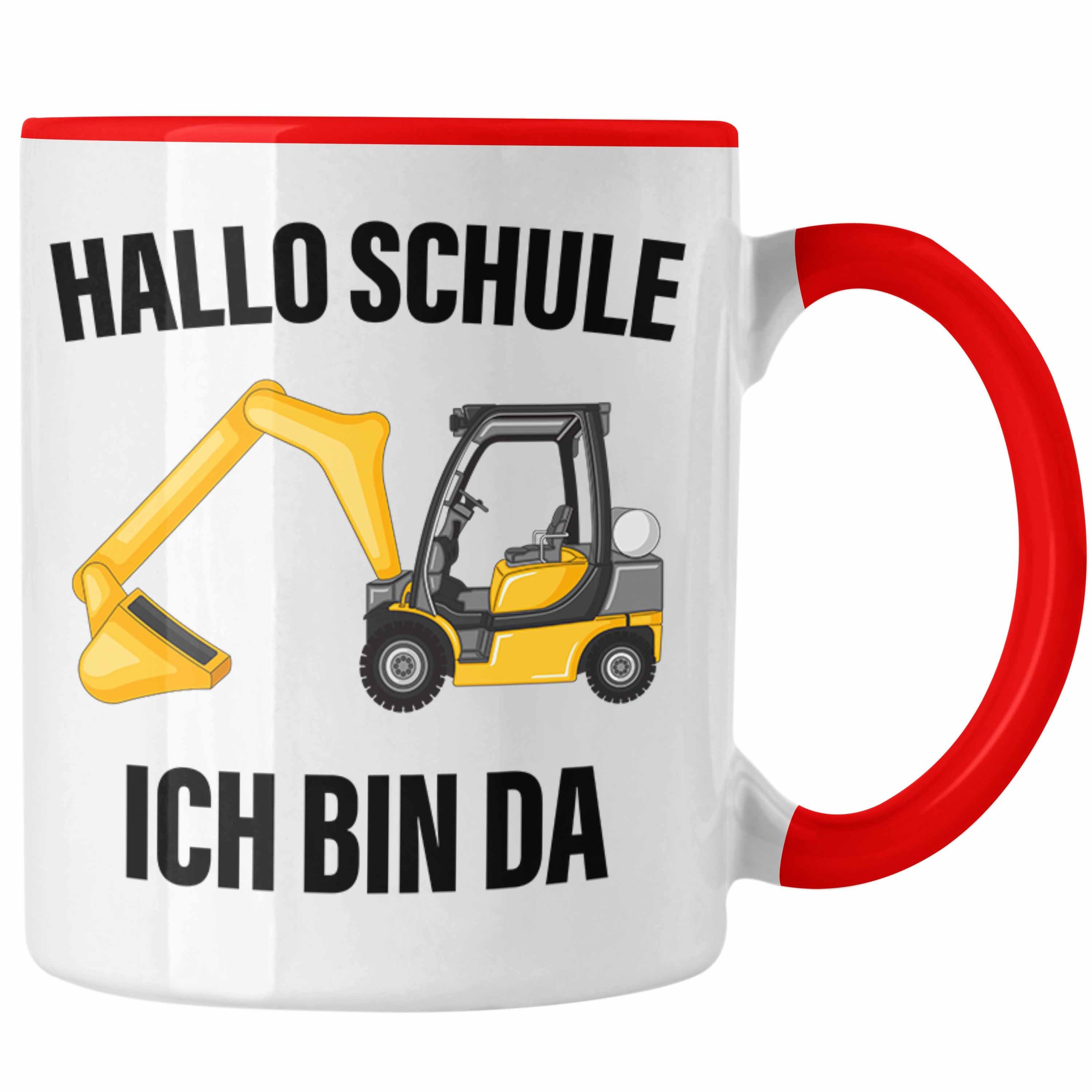 Trendation Tasse Trendation - Einschulung Junge Geschenk für Schultüte Füllung Tasse Schulstart 1. Schultag Schuleinführung Schulanfang Geschenkidee Schulkind Jungs Rot