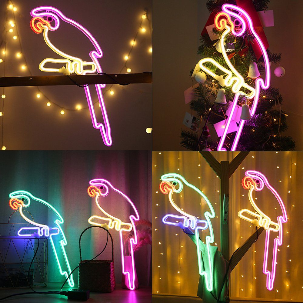 Papagei Schild,8 Dekolicht Neon Wasserdicht LED LED IP65 MUPOO Nachtlicht Neon Modi, Sign