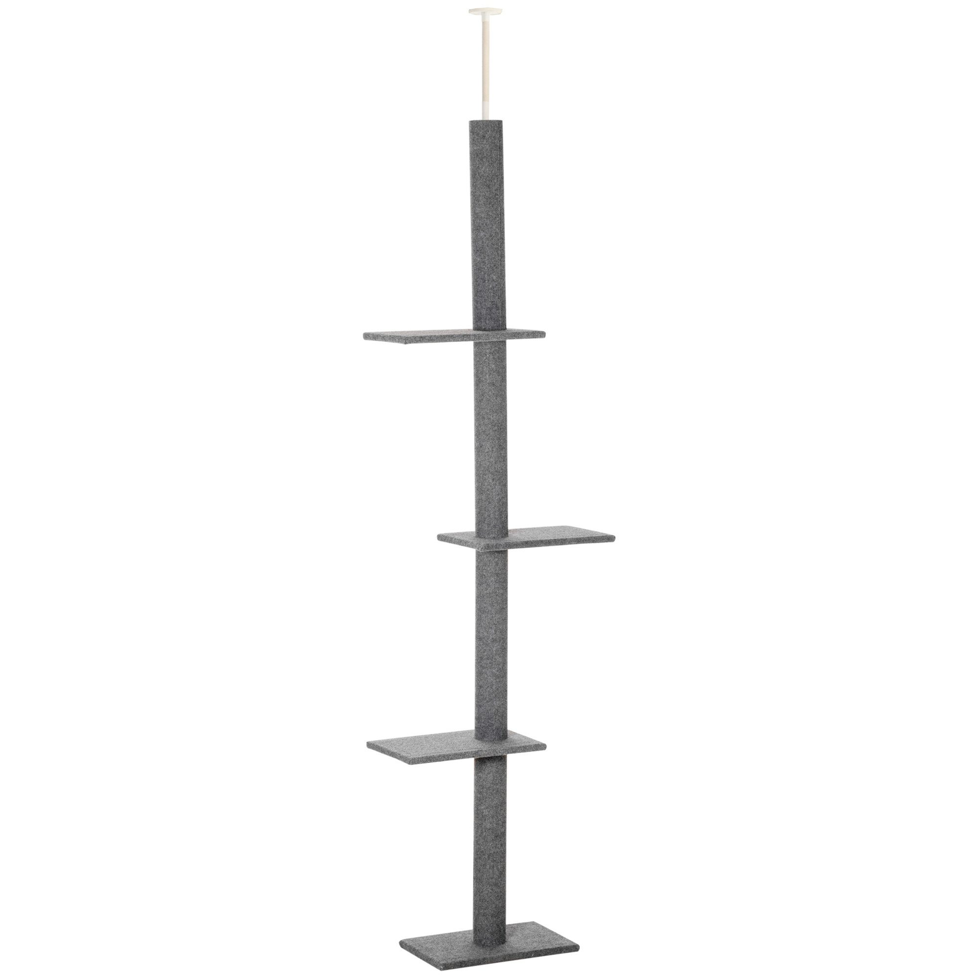 MC Star Kratzbaum höhenverstellbarer 228-260 cm Deckenhoch Katzenbaum Kletterbaum, für Katzen Grau für aktives Spielen und Entspannen
