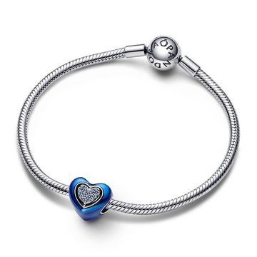 Pandora Bead PANDORA Moments Herz Charm aus Sterlingsilber mit Emaille, blau