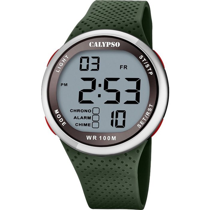CALYPSO WATCHES Digitaluhr Calypso Herren Jugend Uhr Digital (Armbanduhr) Herren Jugend Armbanduhr rund Kunststoffarmband grün Sport