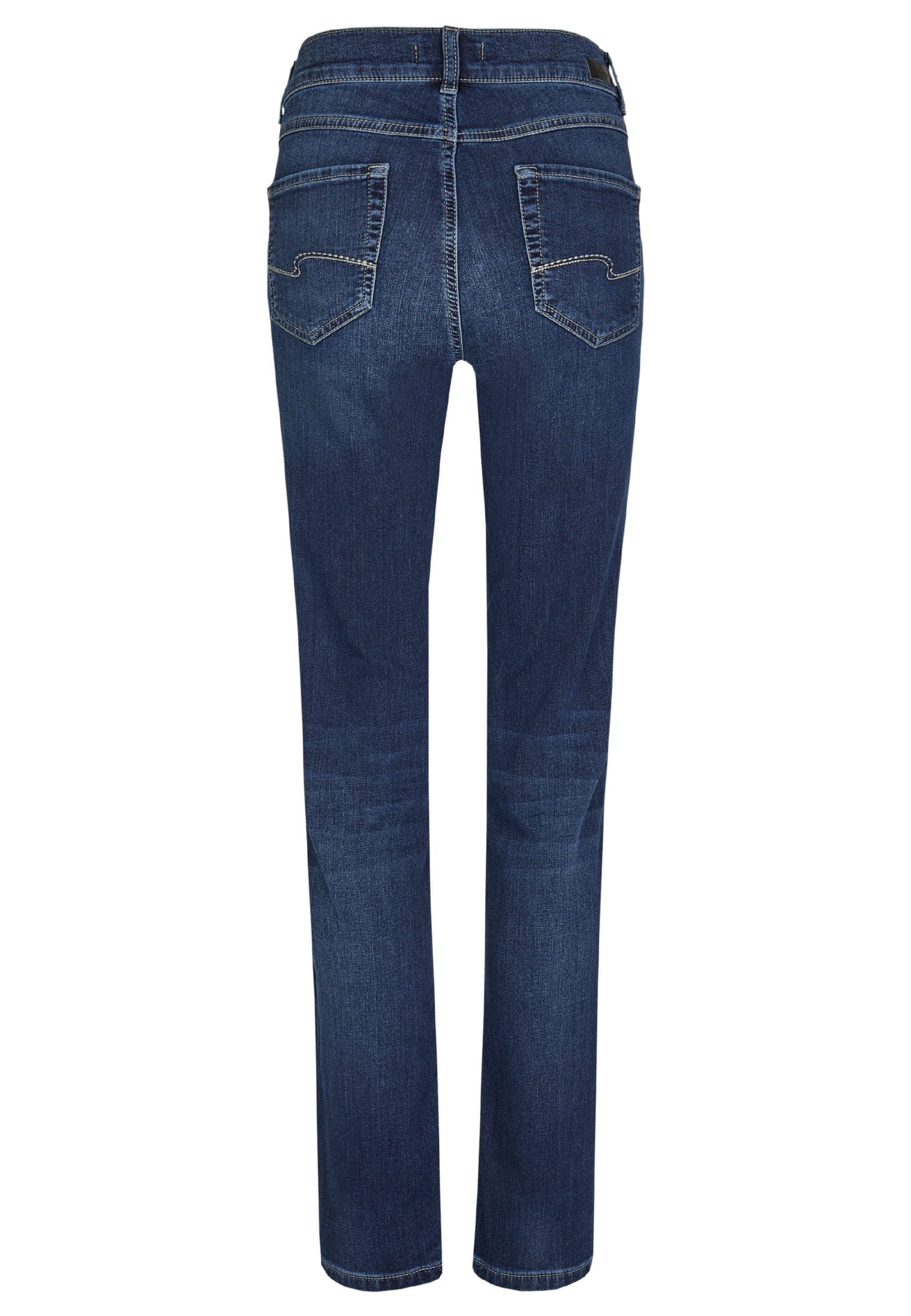 Jerseyoptik Jeans ANGELS mit Cici Sweat in Denim Label-Applikationen Straight-Jeans mit