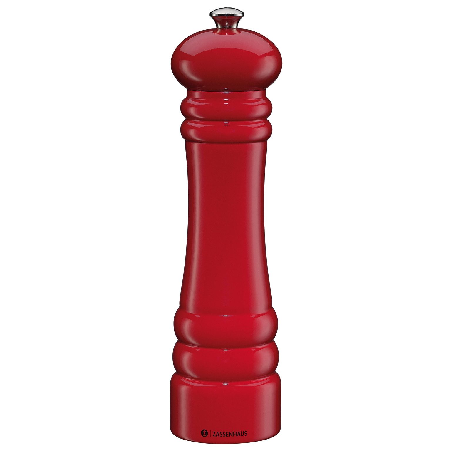 ZASSENHAUS Pfeffermühle Berlin rot glanz 24 cm manuell, mit Keramikmahlwerk