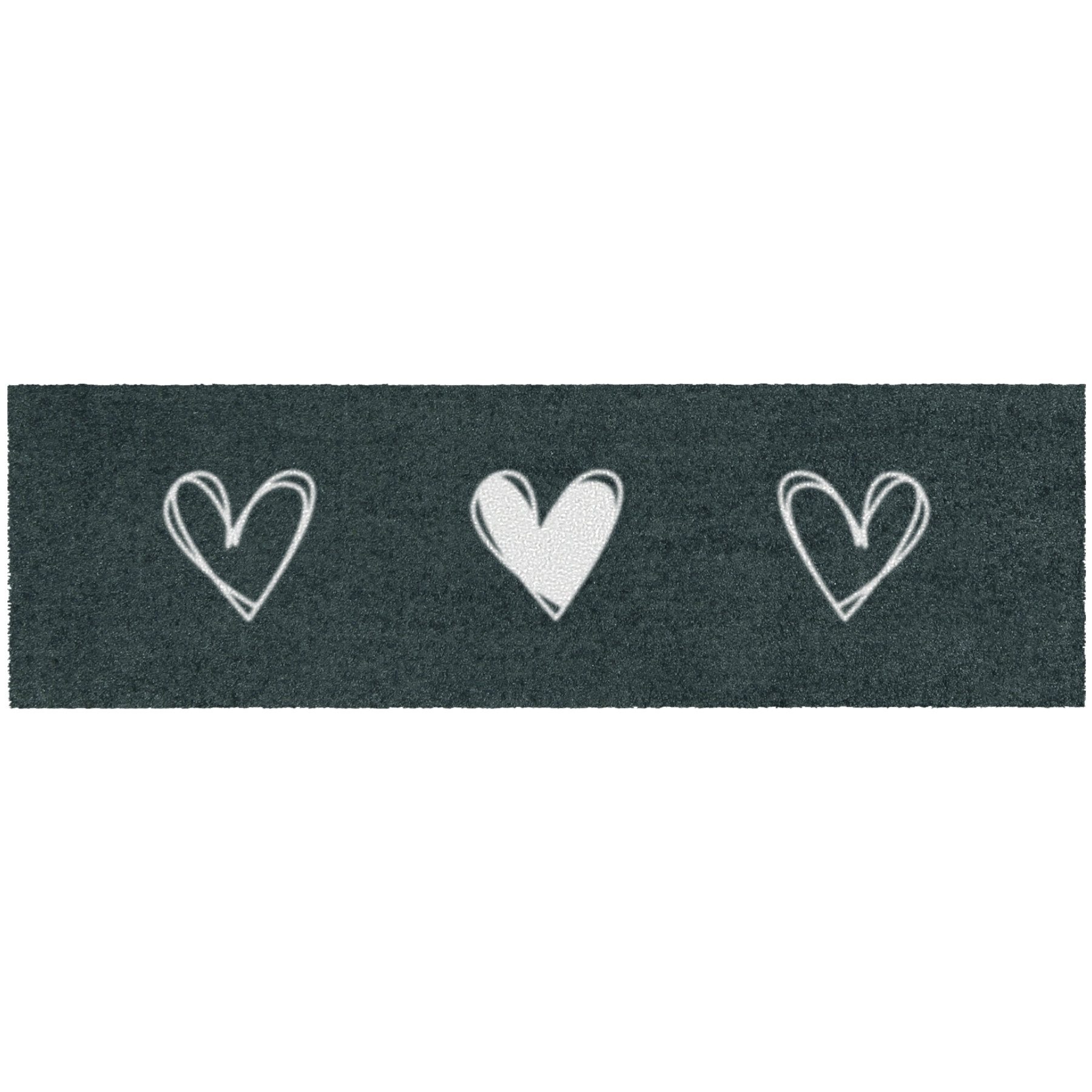 MOCAVI Fußmatte Läufer klein 30x100 Mat Herzen anthrazit, Läufer klein, Höhe: 300 mm