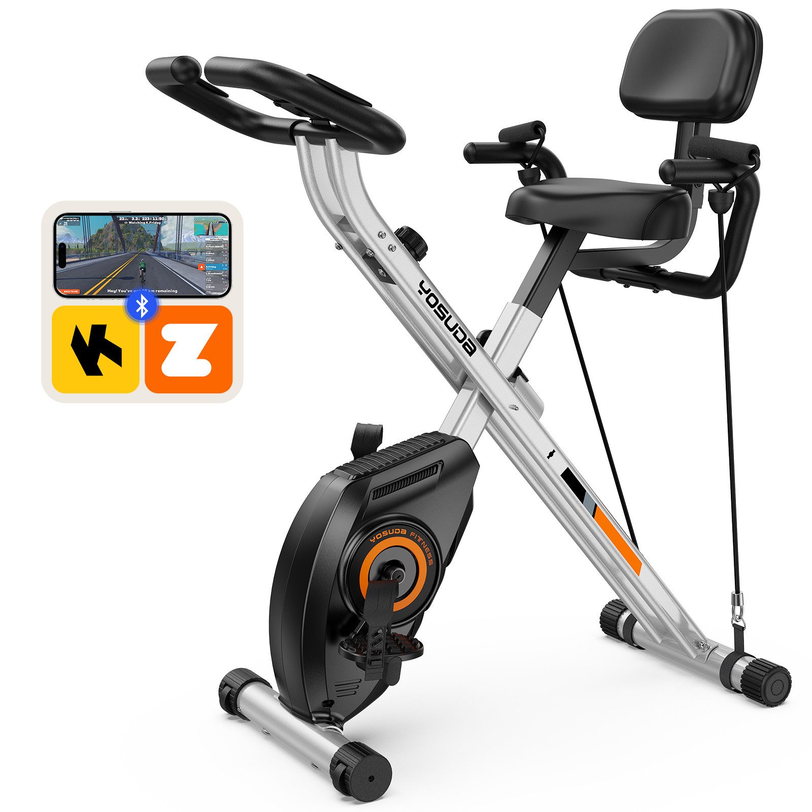 YOSUDA Heimtrainer 2026 Neu 5-in-1 Klappbarer Heimtrainer Fahrrad (1-tlg., LCD-Display Fitnessbike Senioren), Bis 150KG Leise Magnetwiderstand