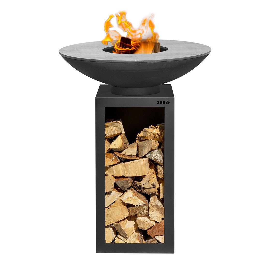 Feuercampus Grillplatte Plancha-Set PIO 80 Basic 1 schwarz - mit Holzlager